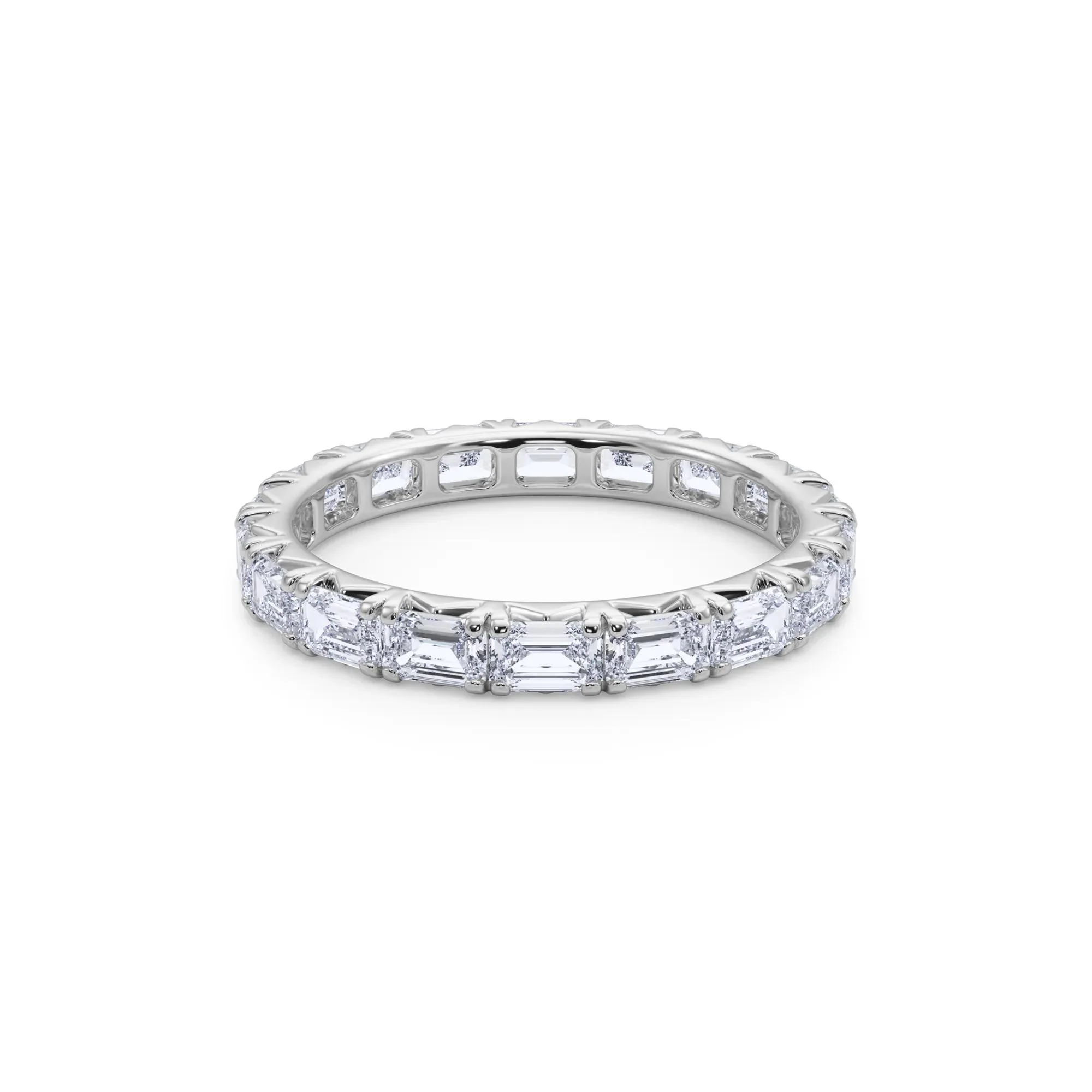 2 1/7 CT. Tw. Lab Grown Emerald-Cut Diamond Eternity Band Ring 14K White Gold Size 7.5 3mm - Image 4