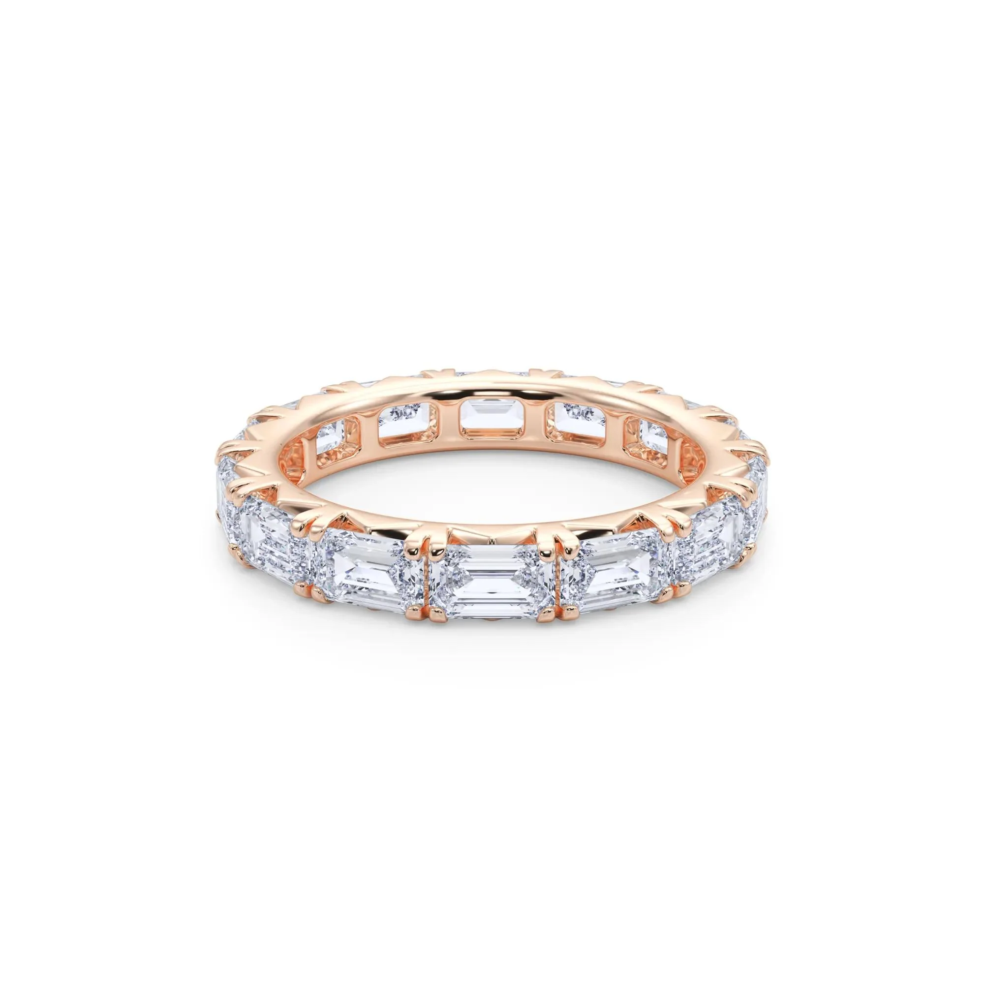 3 7/8 CT. Tw. Emerald-Cut Lab Grown Diamond Eternity Band Ring 14K Rose Gold Size 4 4mm - Image 4