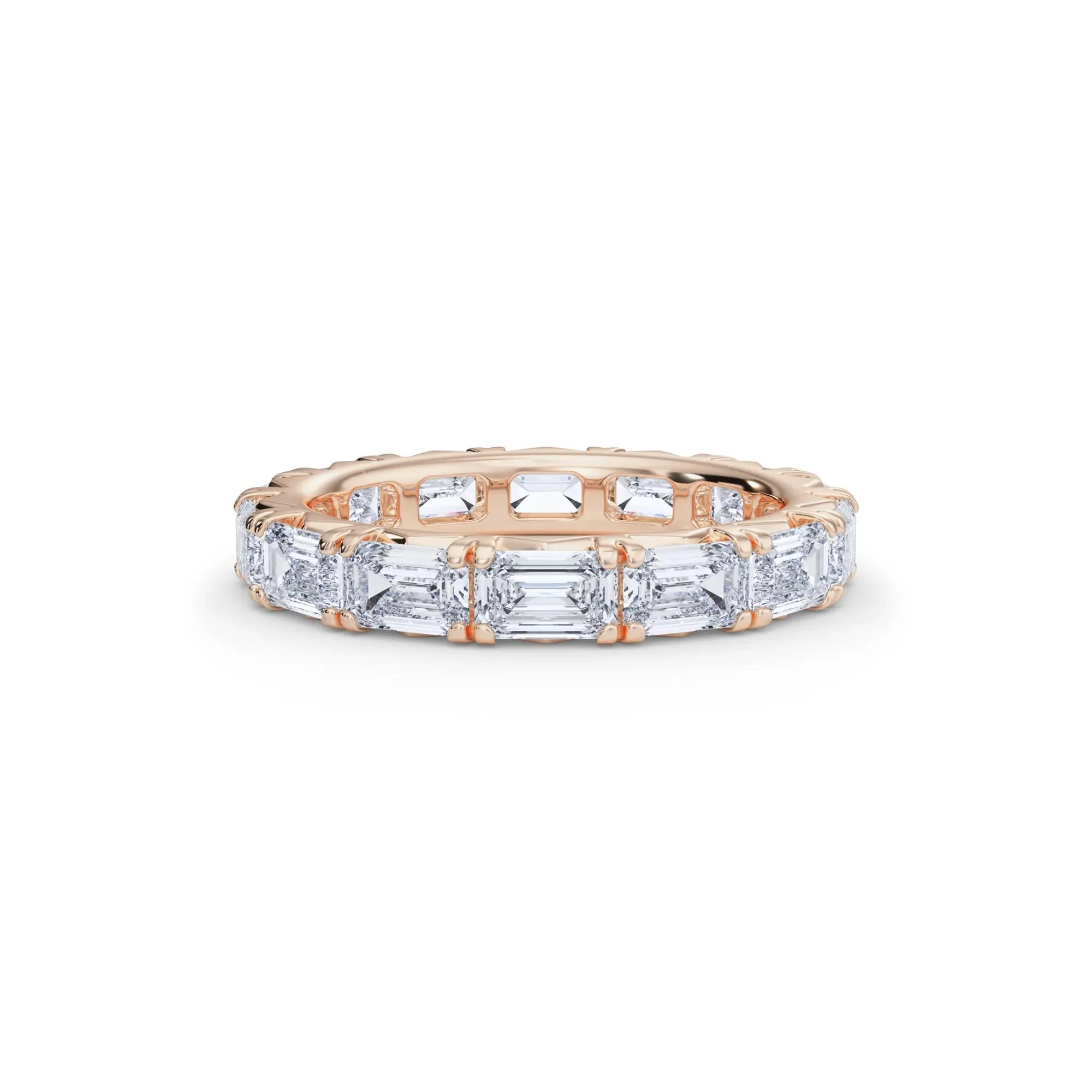 3 7/8 CT. Tw. Emerald-Cut Lab Grown Diamond Eternity Band Ring 14K Rose Gold Size 8 4mm