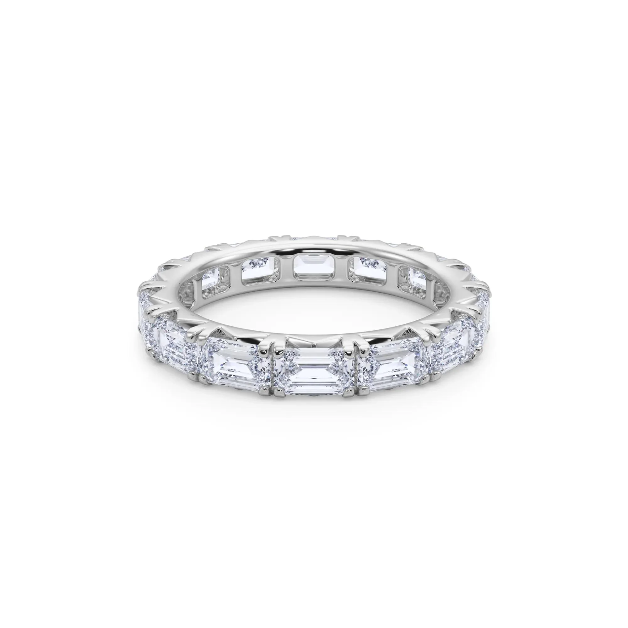 3 7/8 CT. Tw. Emerald-Cut Lab Grown Diamond Eternity Band Ring 14K White Gold Size 7.5 4mm - Image 4