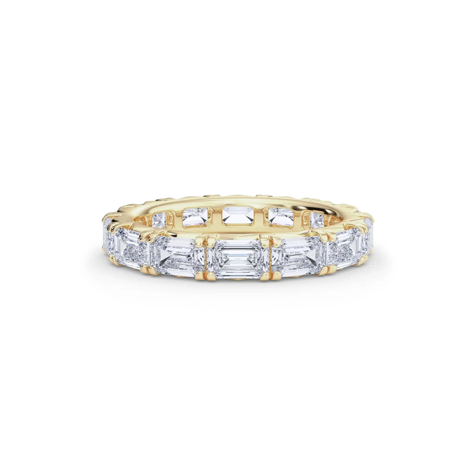 3 7/8 CT. Tw. Emerald-Cut Lab Grown Diamond Eternity Band Ring 14K Yellow Gold Size 4.5 4mm