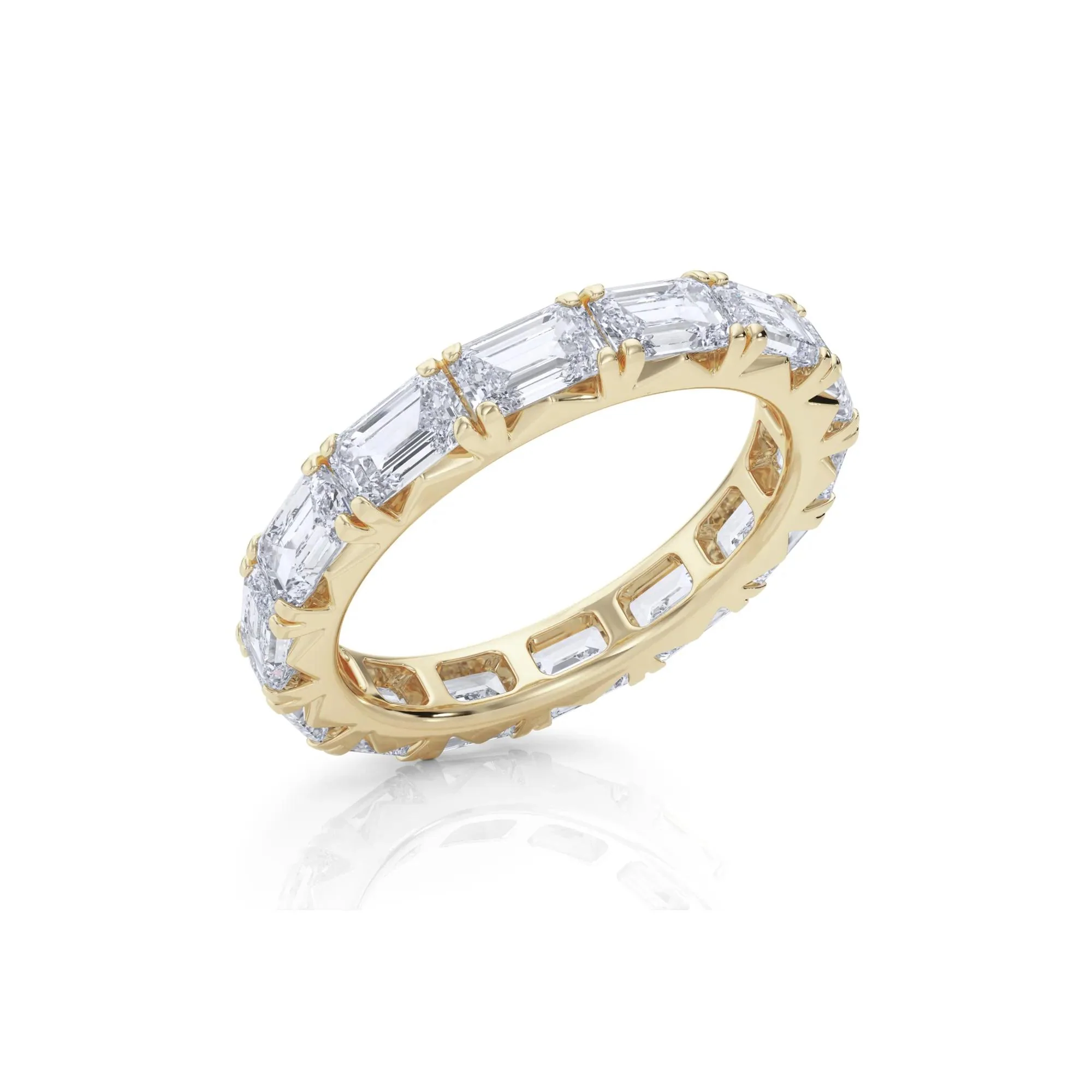 3 7/8 CT. Tw. Emerald-Cut Lab Grown Diamond Eternity Band Ring 14K Yellow Gold Size 5.5 4mm - Image 3