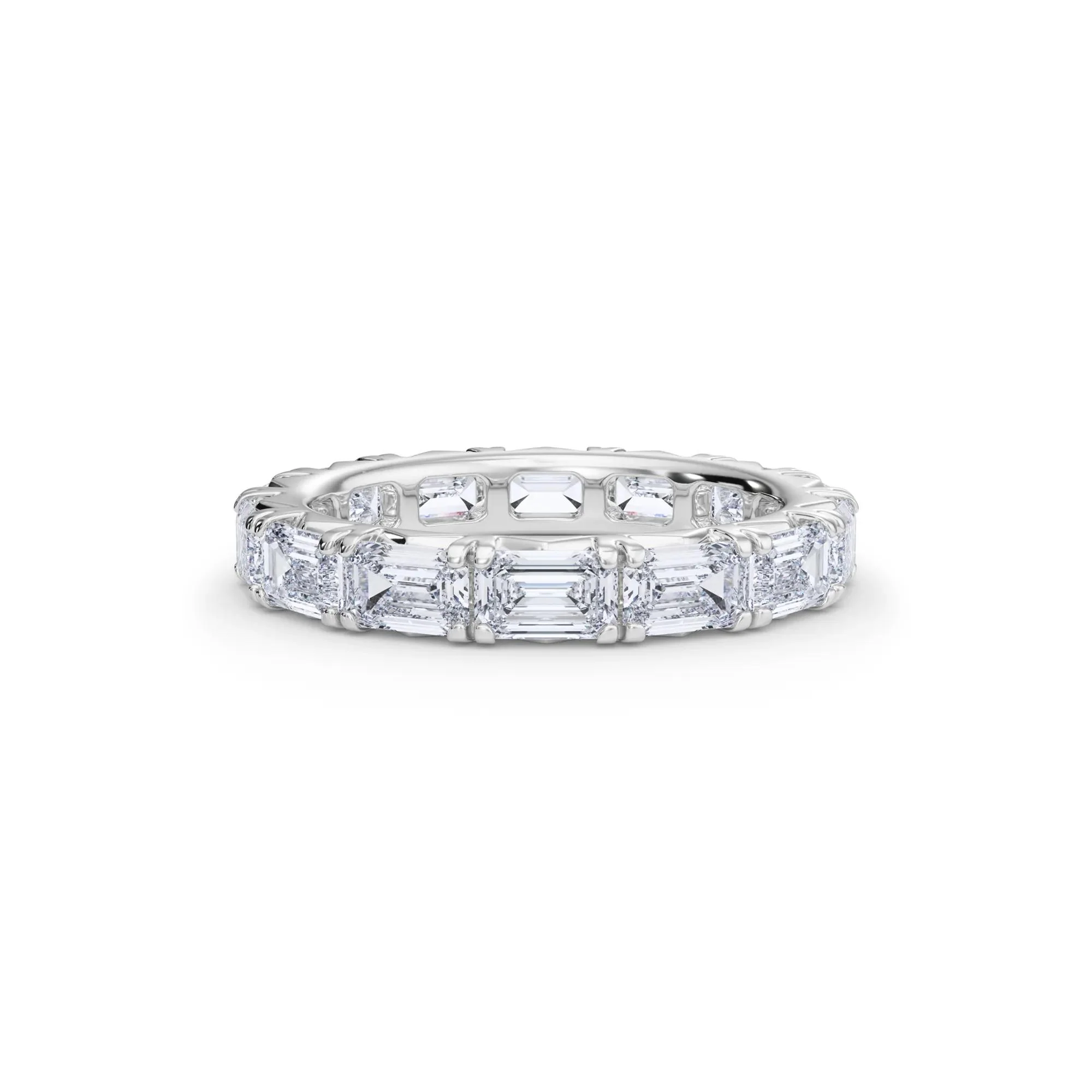 3 7/8 CT. Tw. Emerald-Cut Lab Grown Diamond Eternity Band Ring Platinum White Size 4.5 4mm