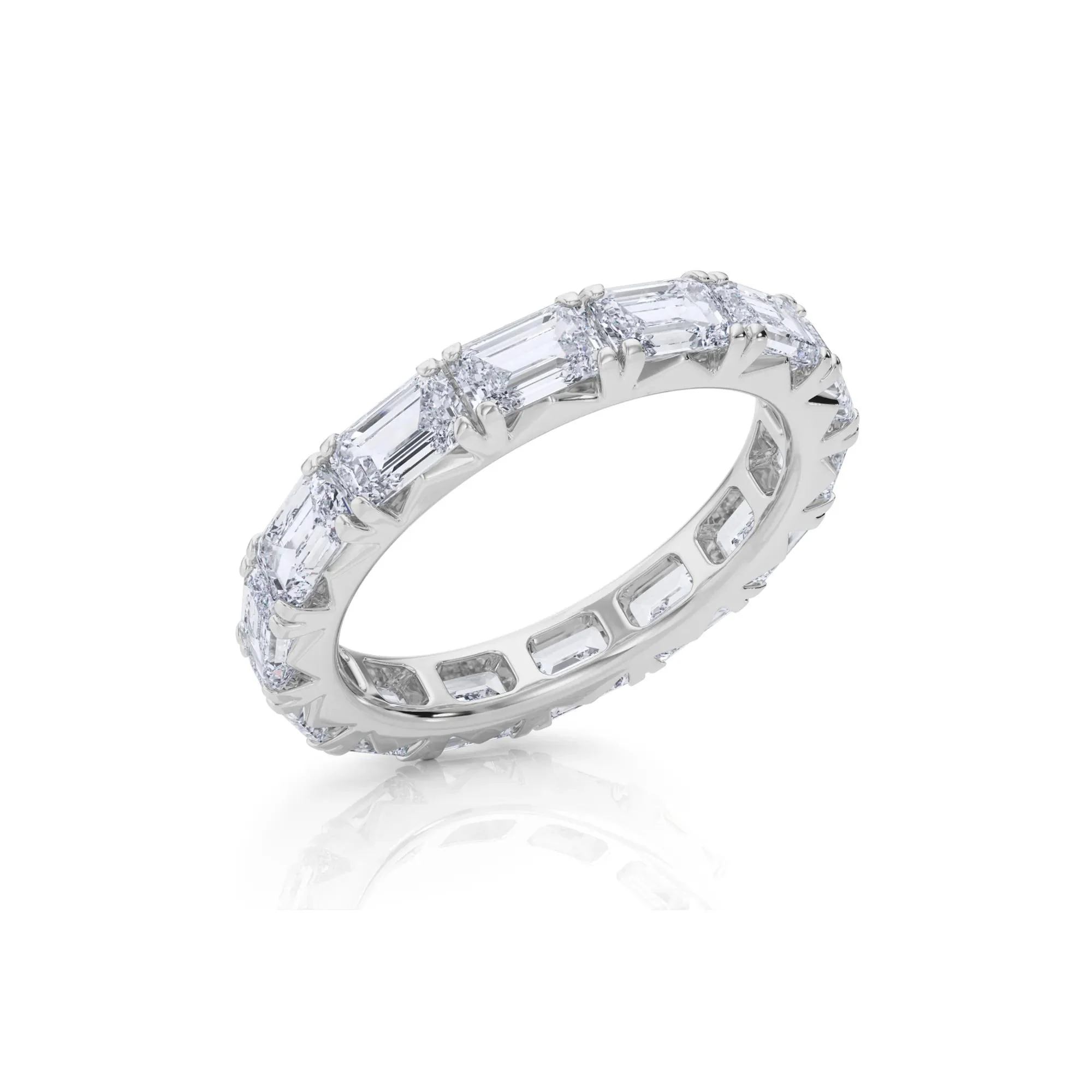 3 7/8 CT. Tw. Emerald-Cut Lab Grown Diamond Eternity Band Ring Platinum White Size 4.5 4mm - Image 3