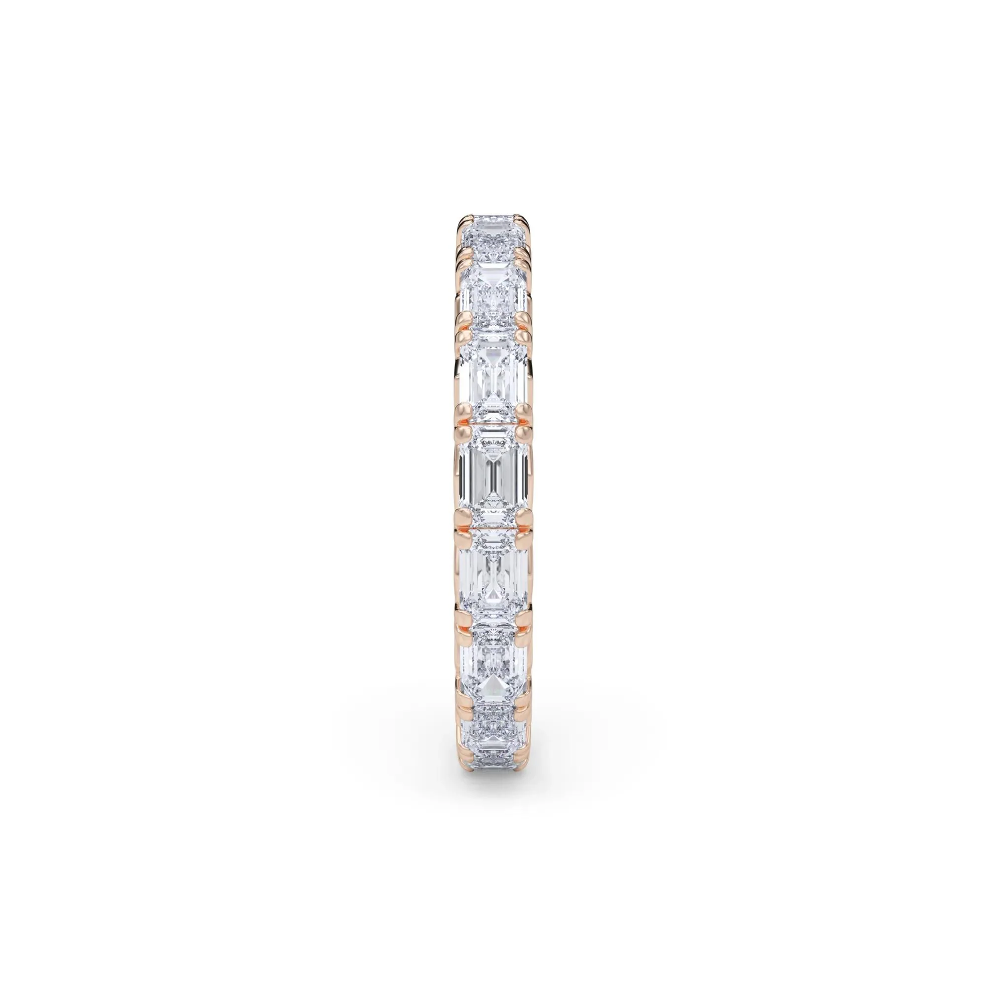 2 1/7 CT. Tw. Lab Grown Emerald-Cut Diamond Eternity Band Ring 14K Rose Gold Size 5.5 3mm - Image 3