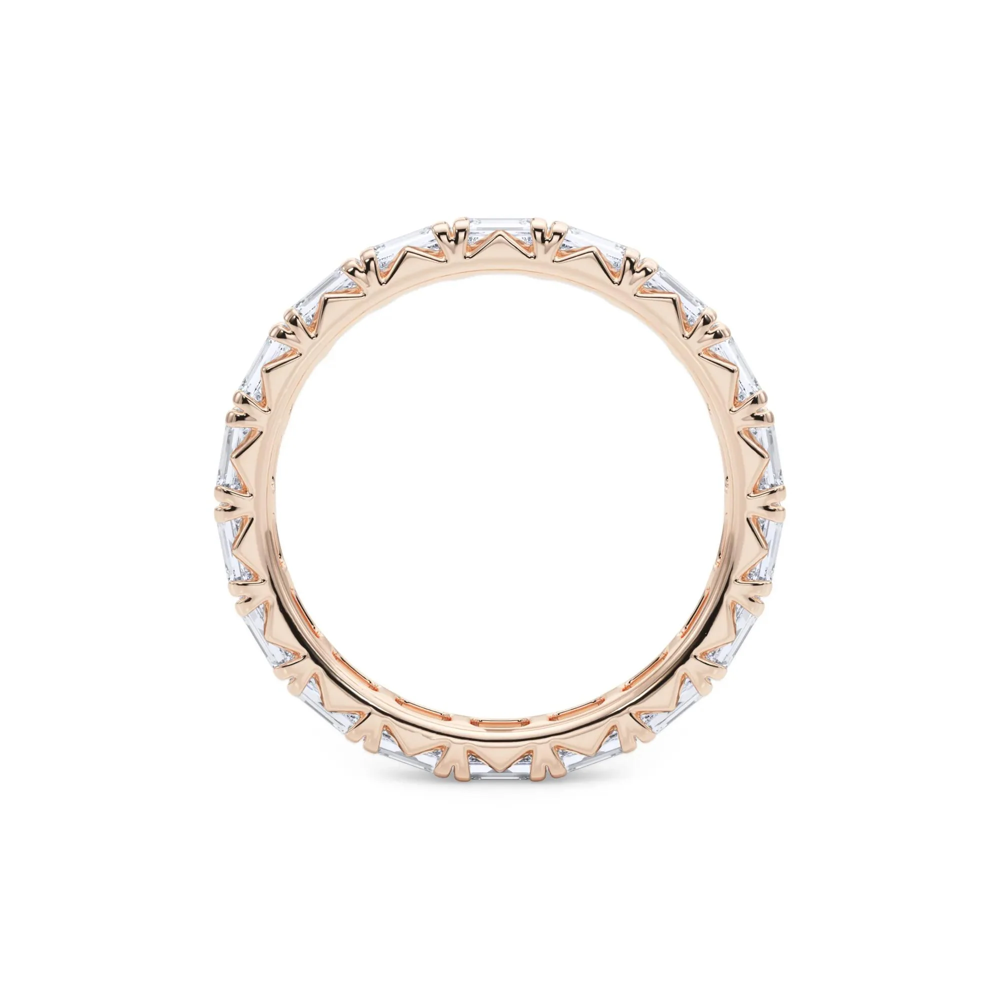 2 1/7 CT. Tw. Lab Grown Emerald-Cut Diamond Eternity Band Ring 14K Rose Gold Size 6 3mm - Image 2