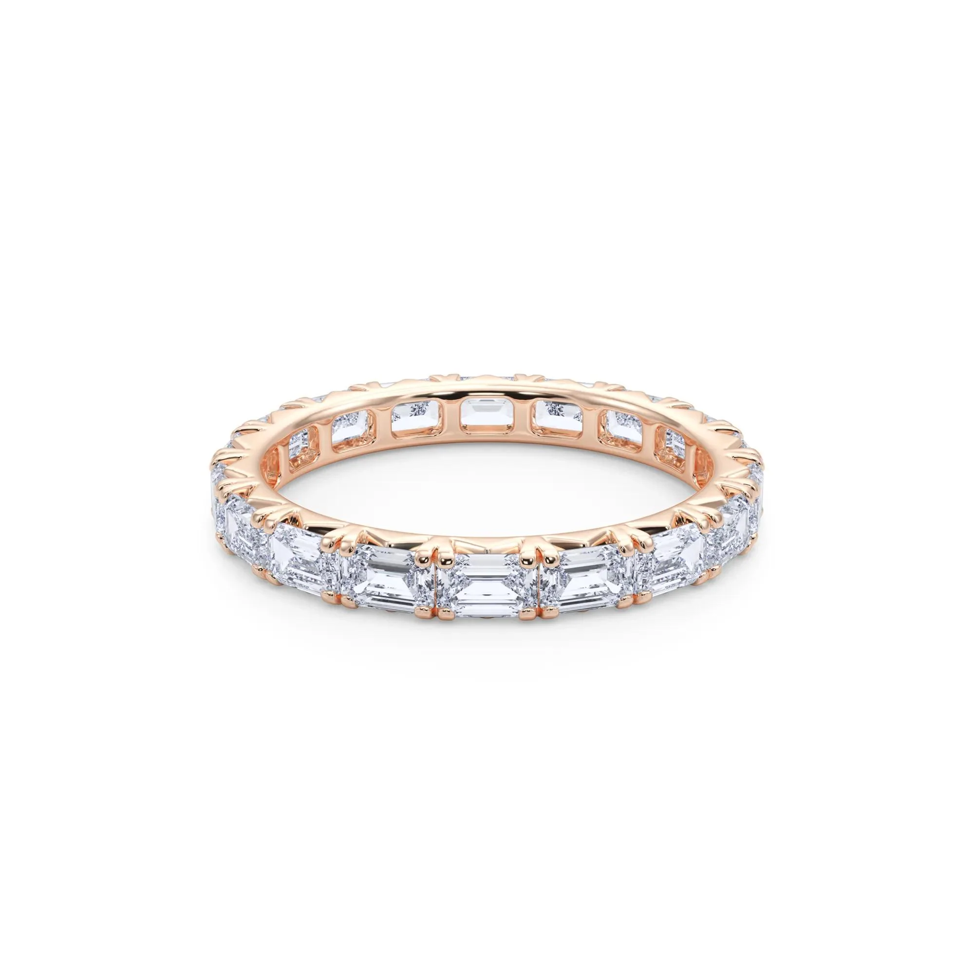 2 1/7 CT. Tw. Lab Grown Emerald-Cut Diamond Eternity Band Ring 14K Rose Gold Size 7 3mm - Image 4