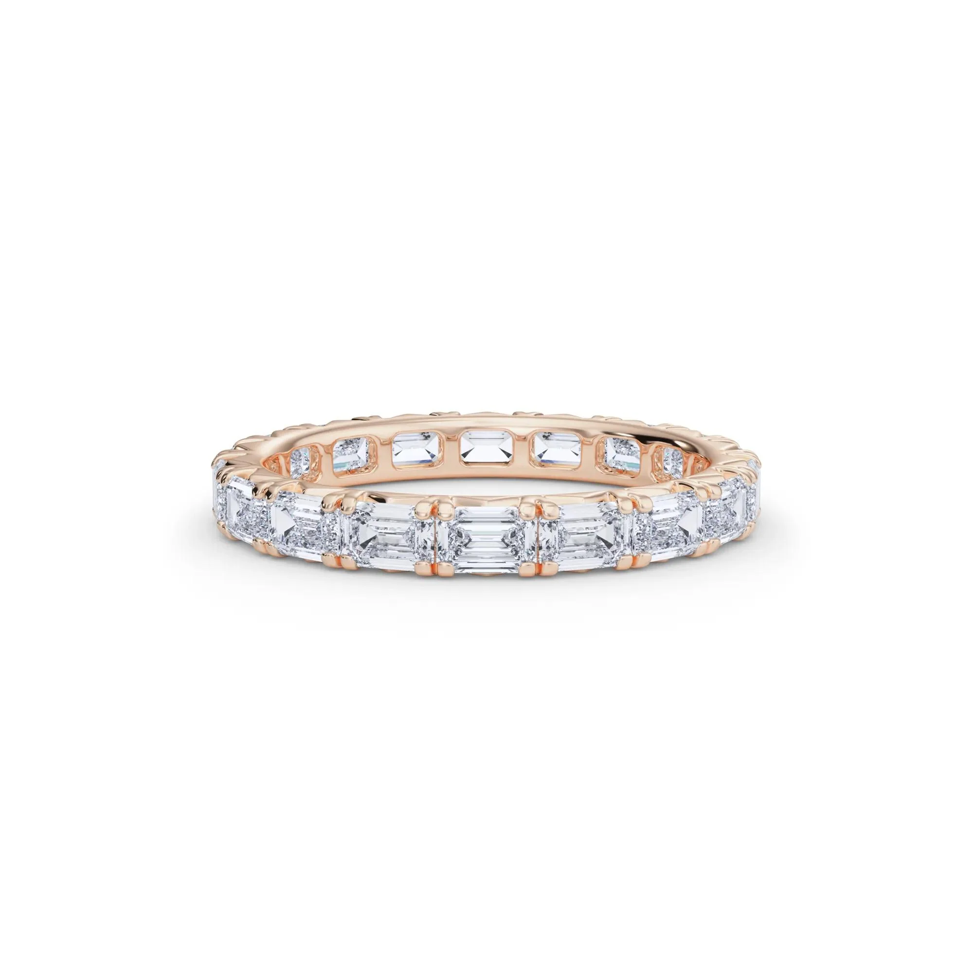 2 1/7 CT. Tw. Lab Grown Emerald-Cut Diamond Eternity Band Ring 14K Rose Gold Size 8.5 3mm