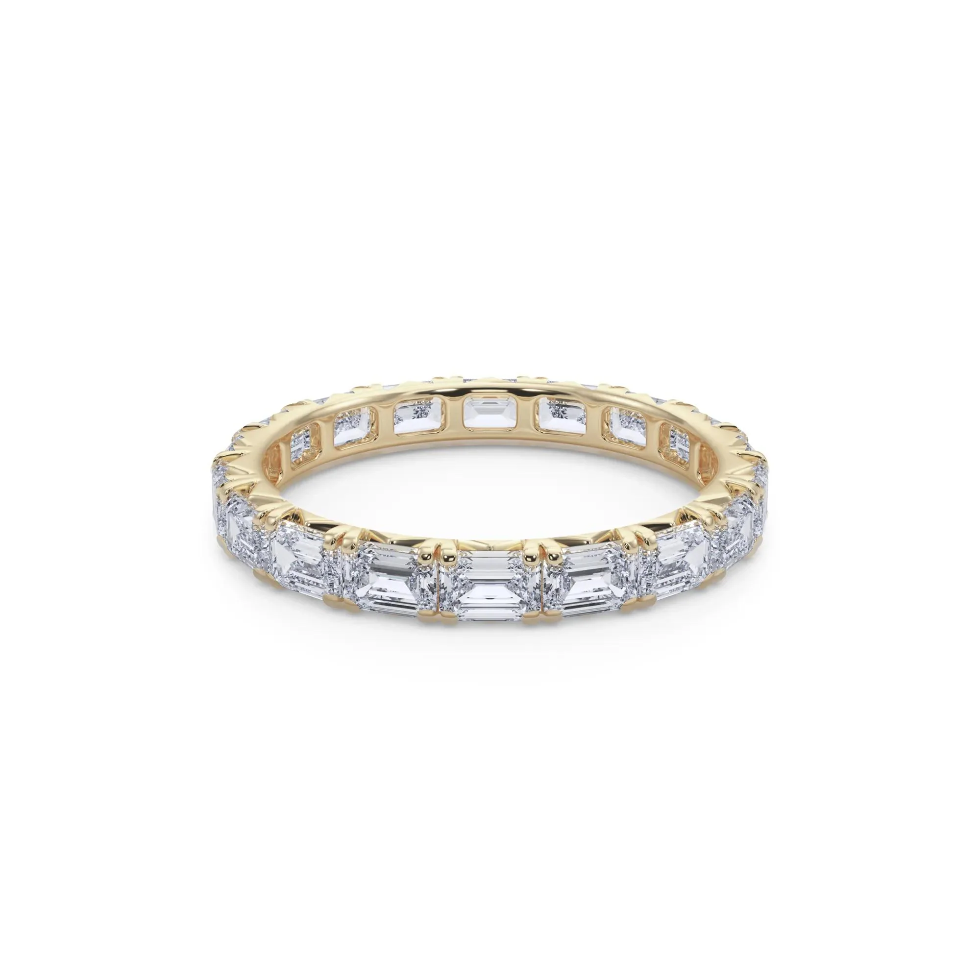 2 1/7 CT. Tw. Lab Grown Emerald-Cut Diamond Eternity Band Ring 14K Yellow Gold Size 5.5 3mm - Image 4