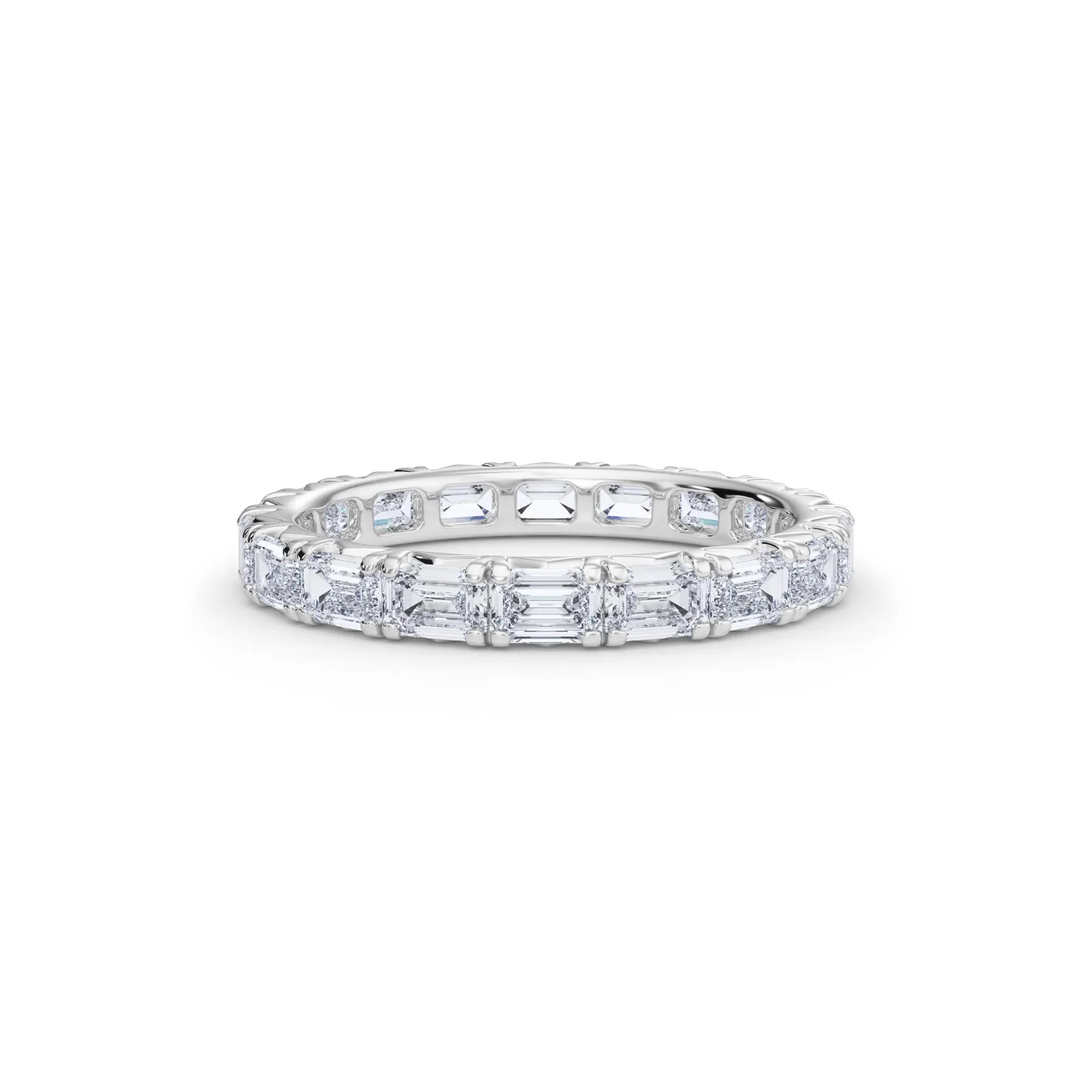 2 1/7 CT. Tw. Lab Grown Emerald-Cut Diamond Eternity Band Ring Platinum White Size 4 3mm