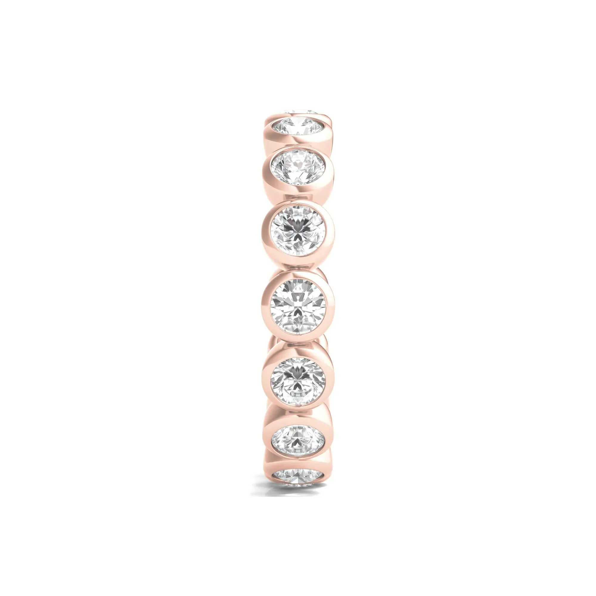 2 CT. Tw. Round Lab Grown Diamond Bezel-Set Eternity Band Ring 14K Rose Gold Size 4.5 - Image 3