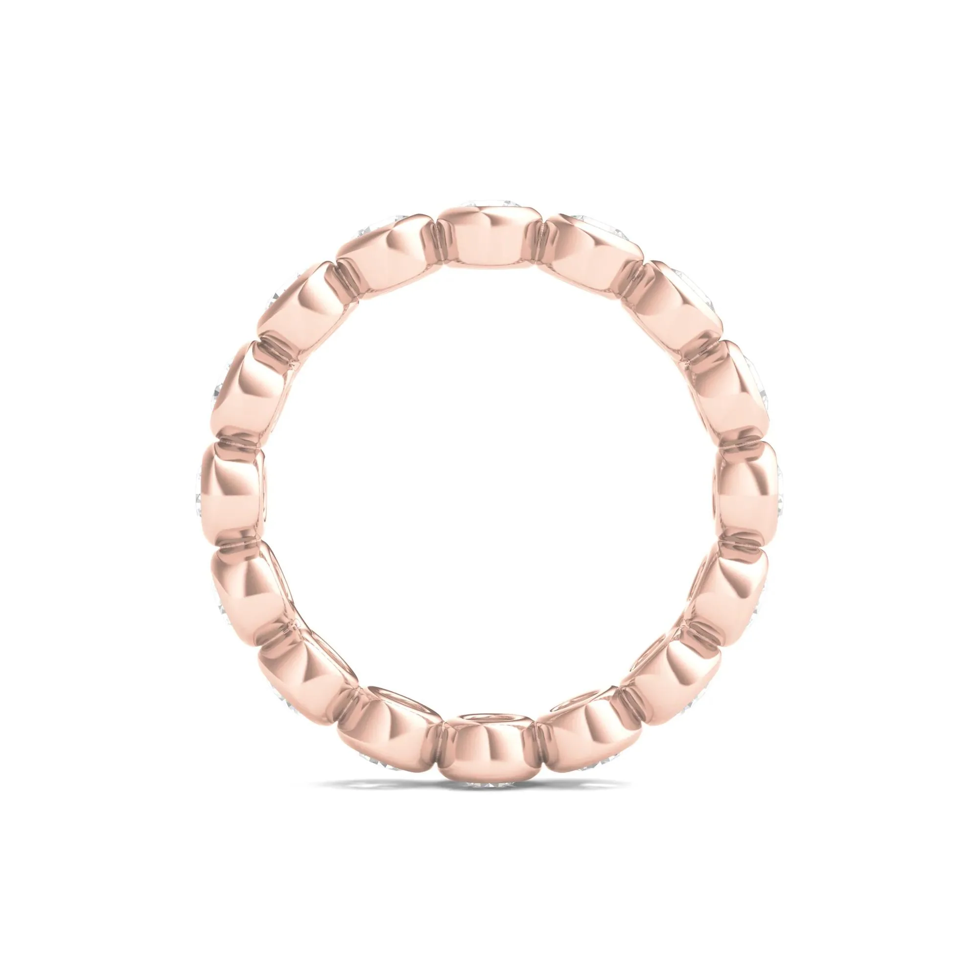 2 CT. Tw. Round Lab Grown Diamond Bezel-Set Eternity Band Ring 14K Rose Gold Size 6.5 - Image 2