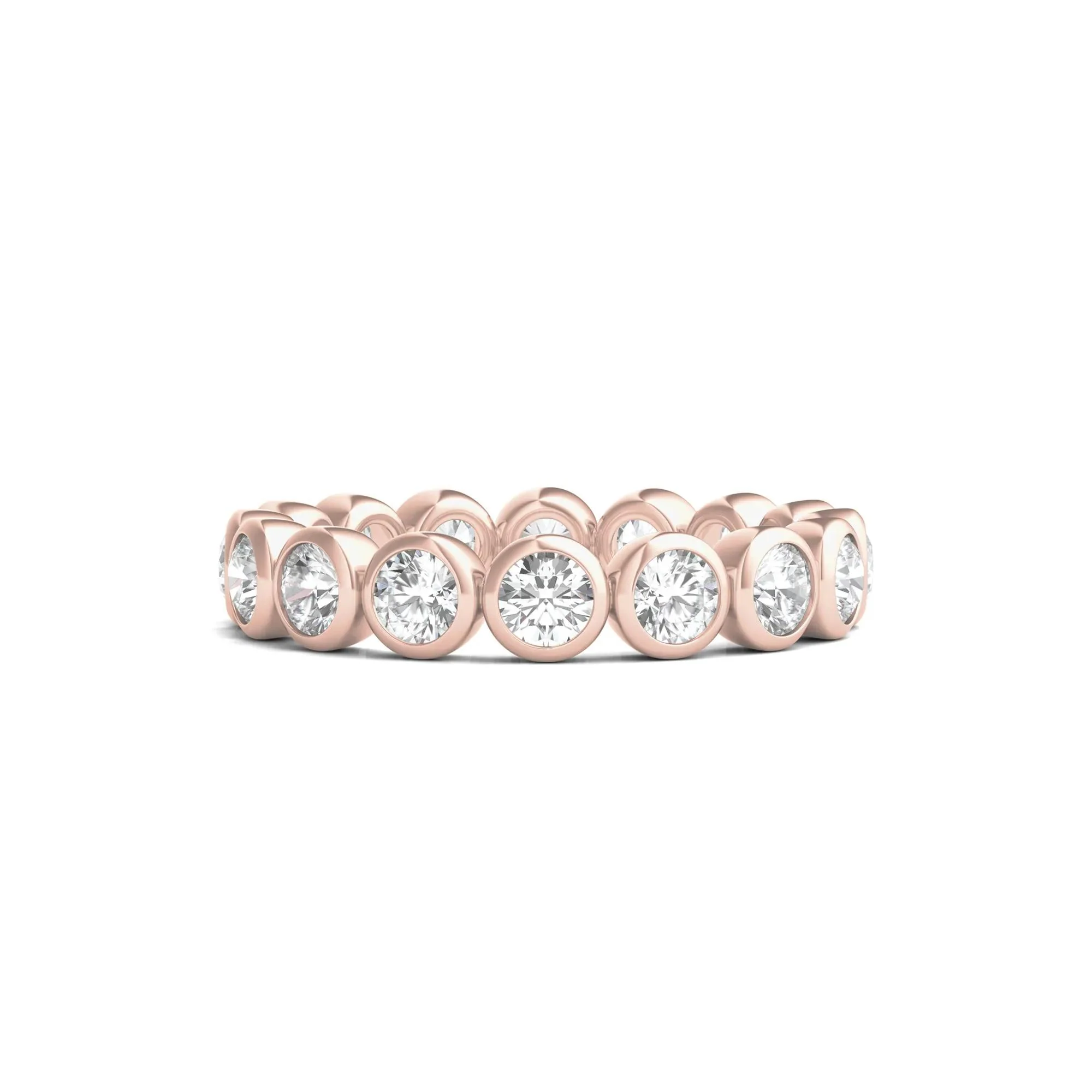 2 CT. Tw. Round Lab Grown Diamond Bezel-Set Eternity Band Ring 14K Rose Gold Size 9