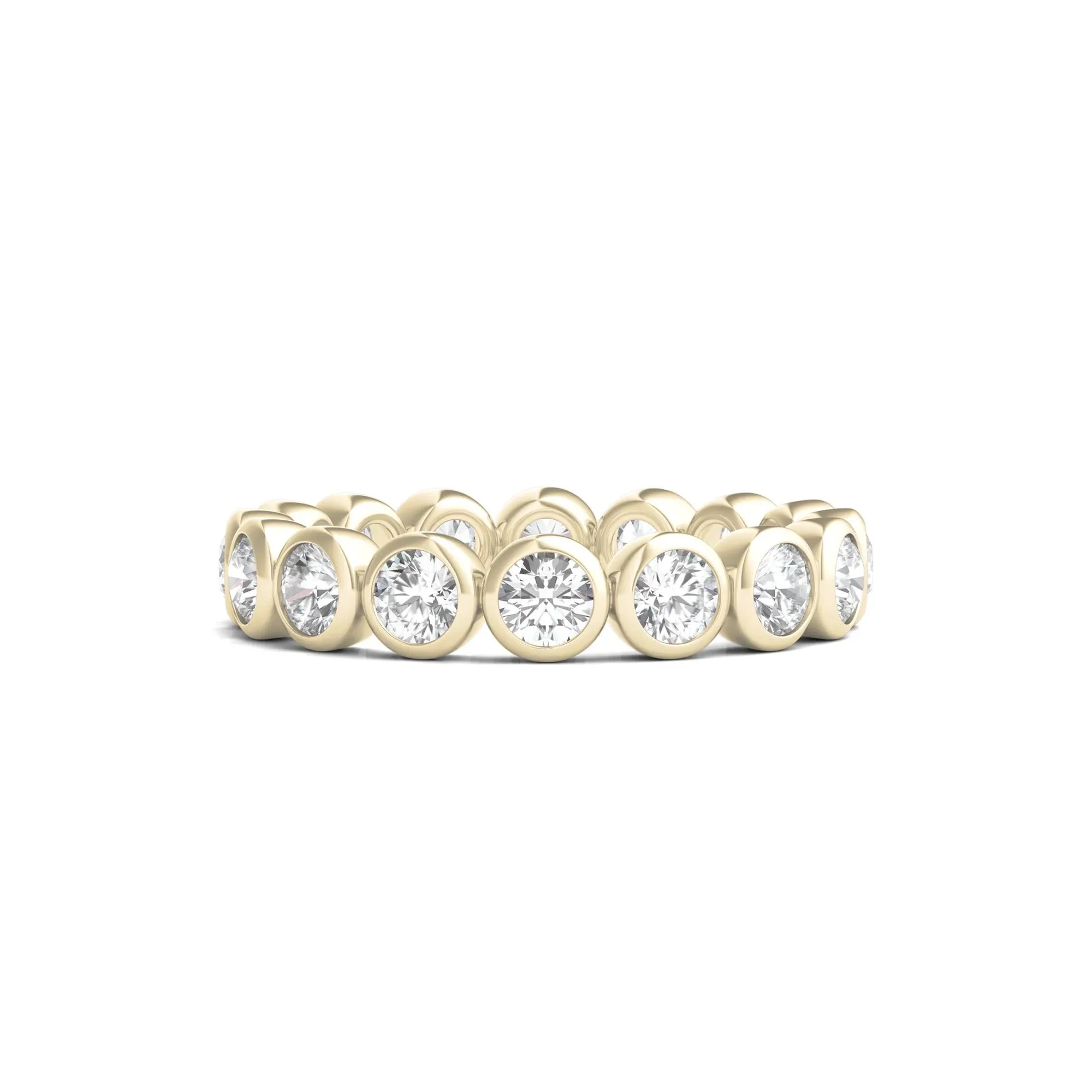 2 CT. Tw. Round Lab Grown Diamond Bezel-Set Eternity Band Ring 14K Yellow Gold Size 4