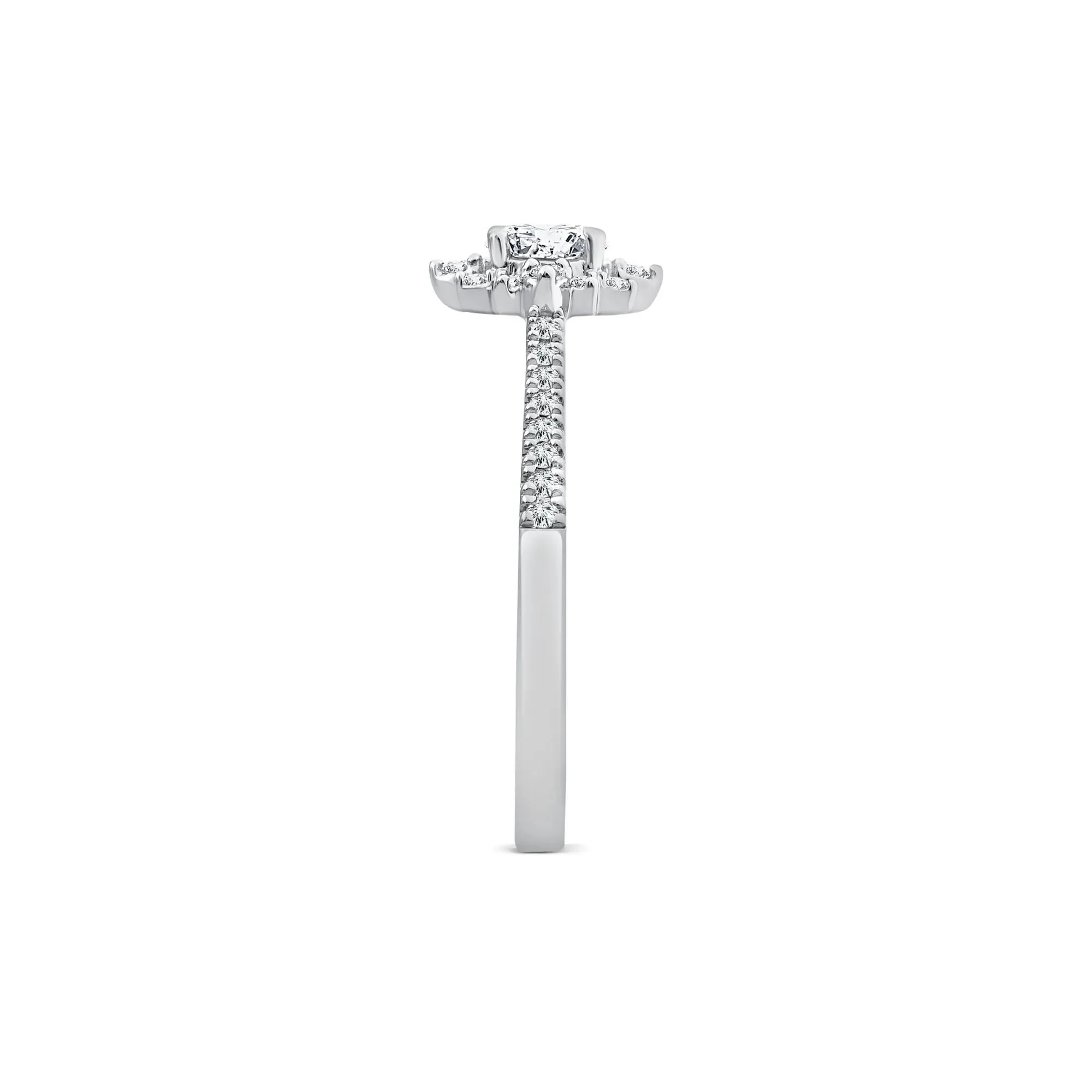 1/2 CT. Tw. Oval Burst Halo Engagement Ring 14K White Gold Round Brilliant Cut Size 9 1mm - Image 3