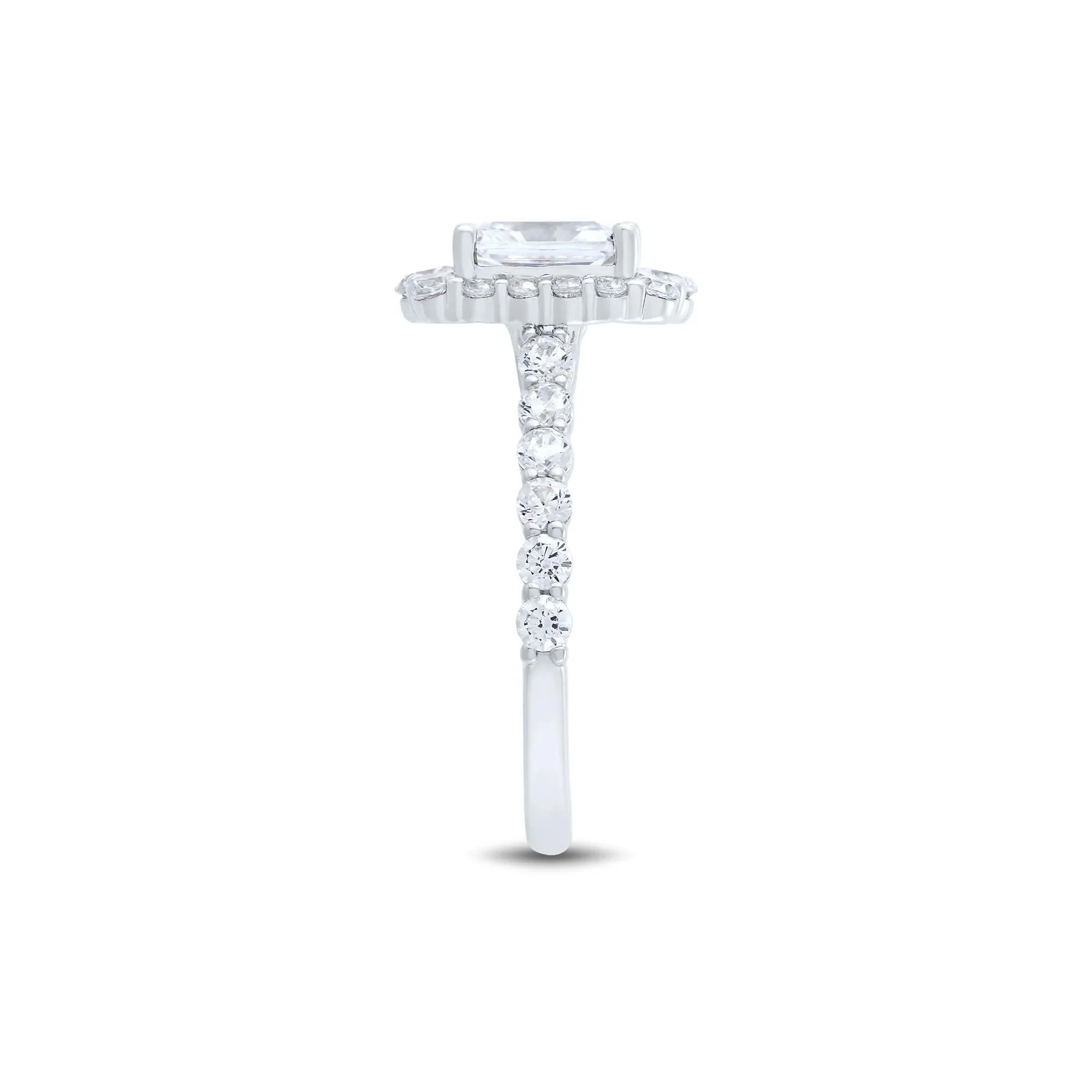 2 1/4 CT. Tw. Lab Grown Diamond Halo Engagement Ring 14K White Gold Round Brilliant Cut Size 8.5 2mm - Image 3