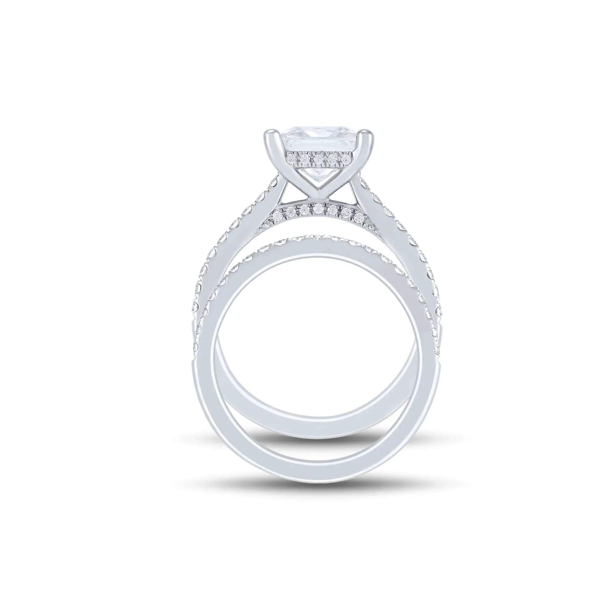 4 CT. Tw. Lab Grown Diamond Engagement Set 14K White Gold Ring Round Brilliant Cut Size 6.5 1mm - Image 2