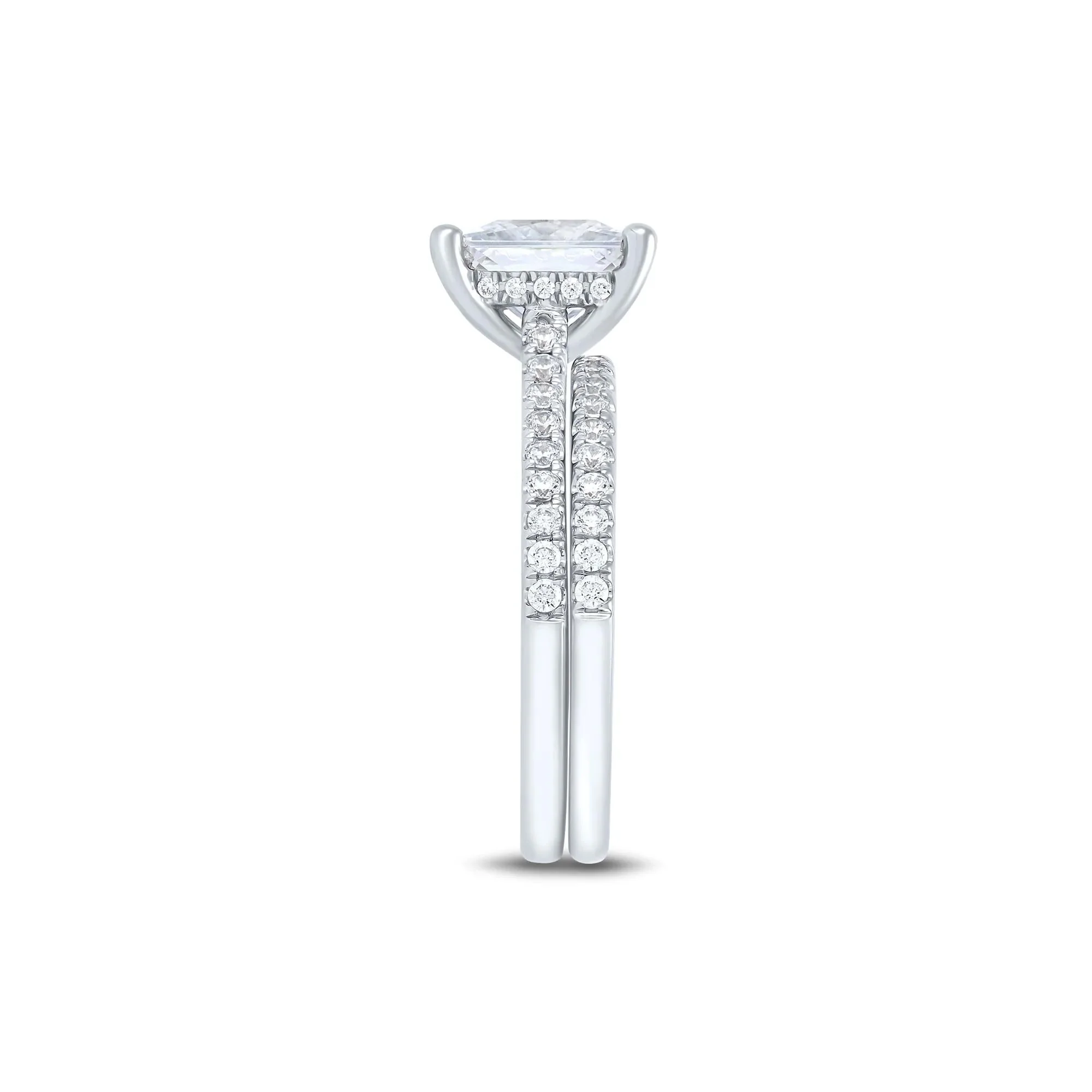 4 CT. Tw. Lab Grown Diamond Engagement Set 14K White Gold Ring Round Brilliant Cut Size 8 1mm - Image 3