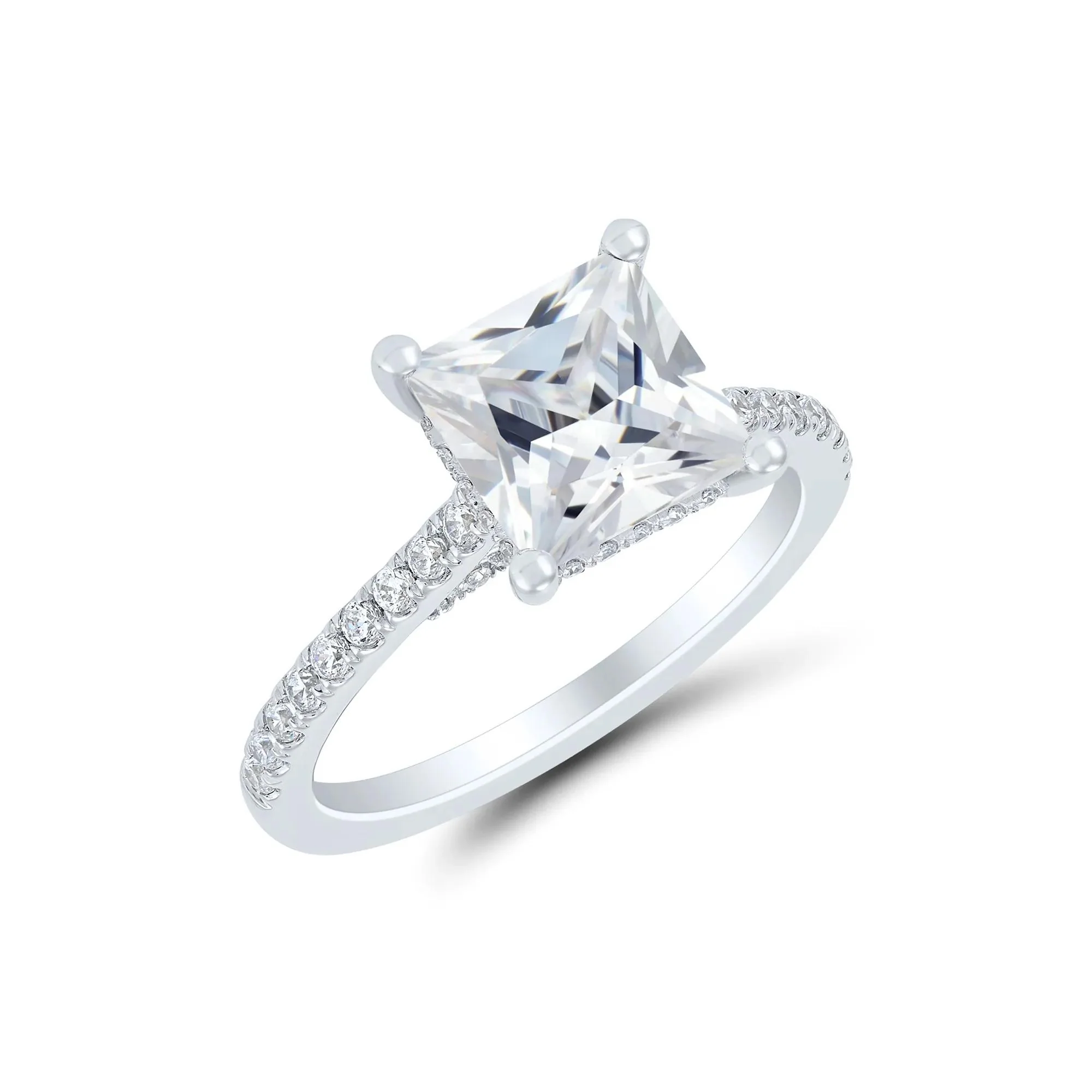 4 CT. Tw. Lab Grown Diamond Engagement Set 14K White Gold Ring Round Brilliant Cut Size 8.5 1mm - Image 4
