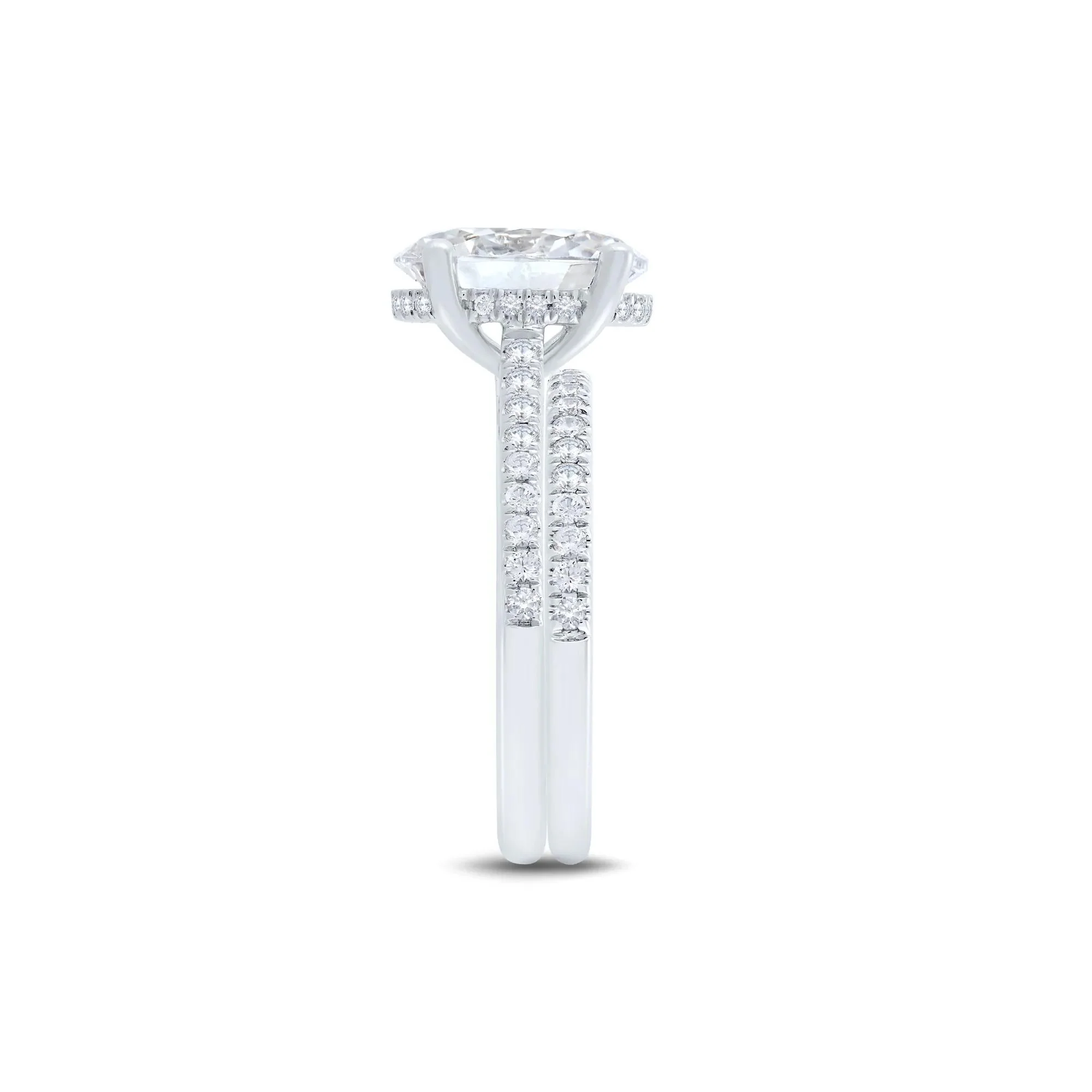 4 CT. Tw. Lab Grown Diamond Bridal Set 14K White Gold Ring Round Brilliant Cut Size 6.5 1mm - Image 3