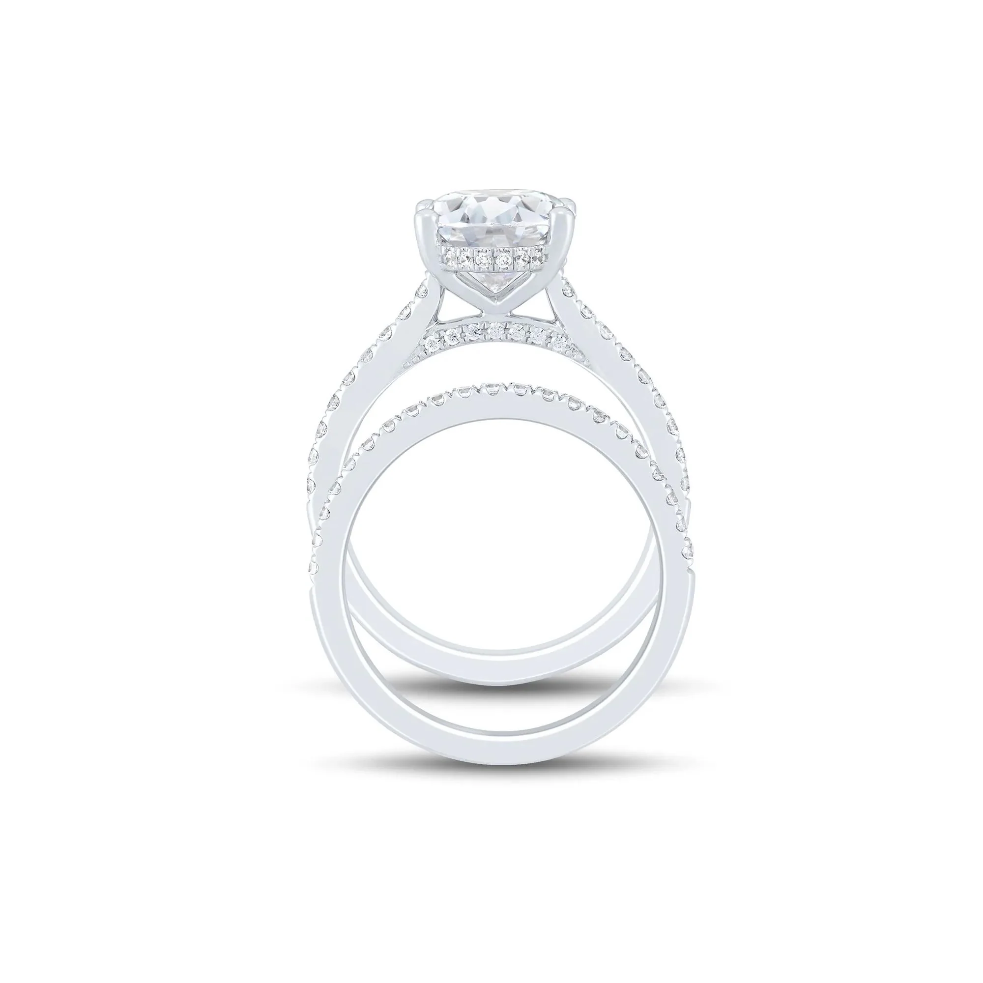 4 CT. Tw. Lab Grown Diamond Bridal Set 14K White Gold Ring Round Brilliant Cut Size 7.5 1mm - Image 2
