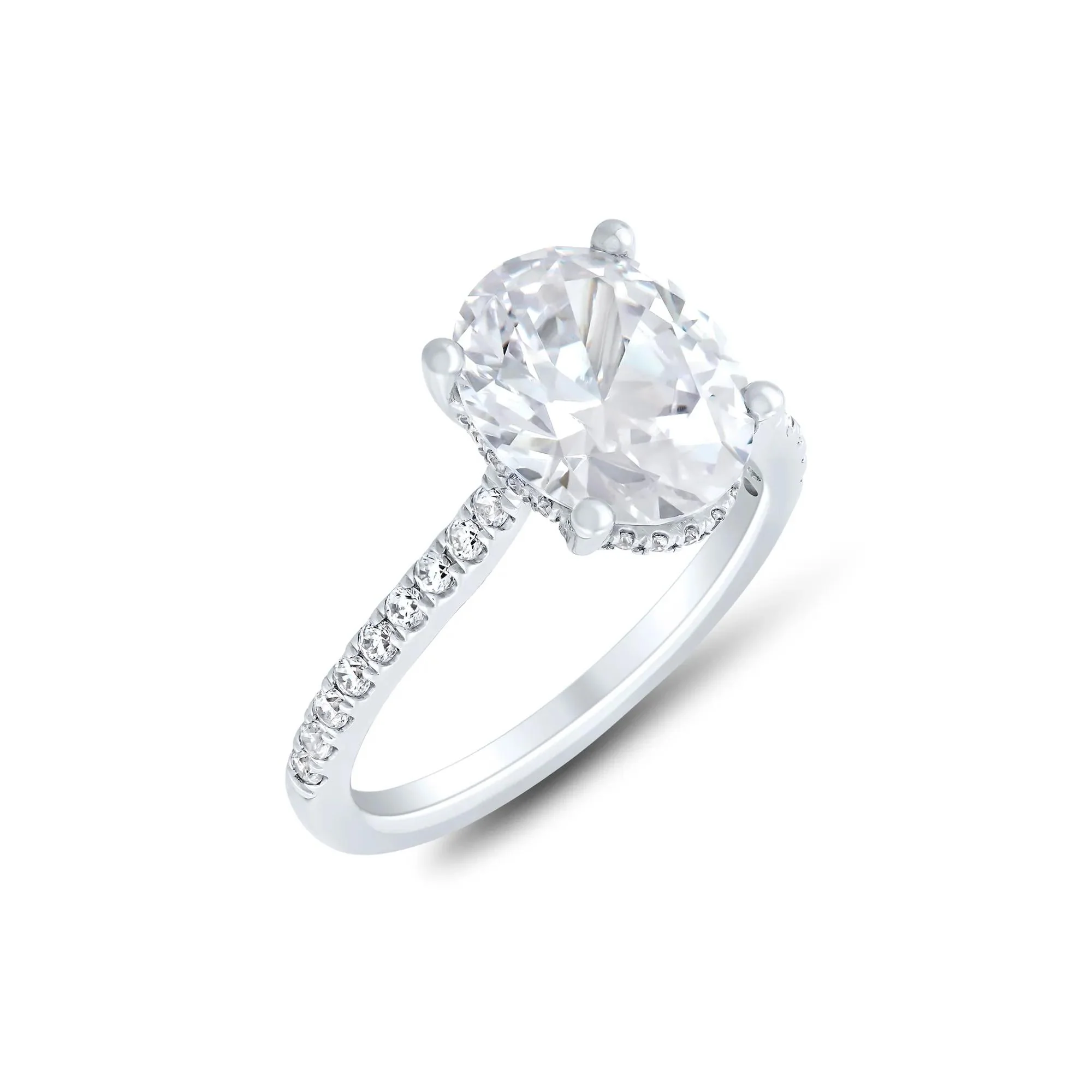 4 CT. Tw. Lab Grown Diamond Bridal Set 14K White Gold Ring Round Brilliant Cut Size 7.5 1mm - Image 4