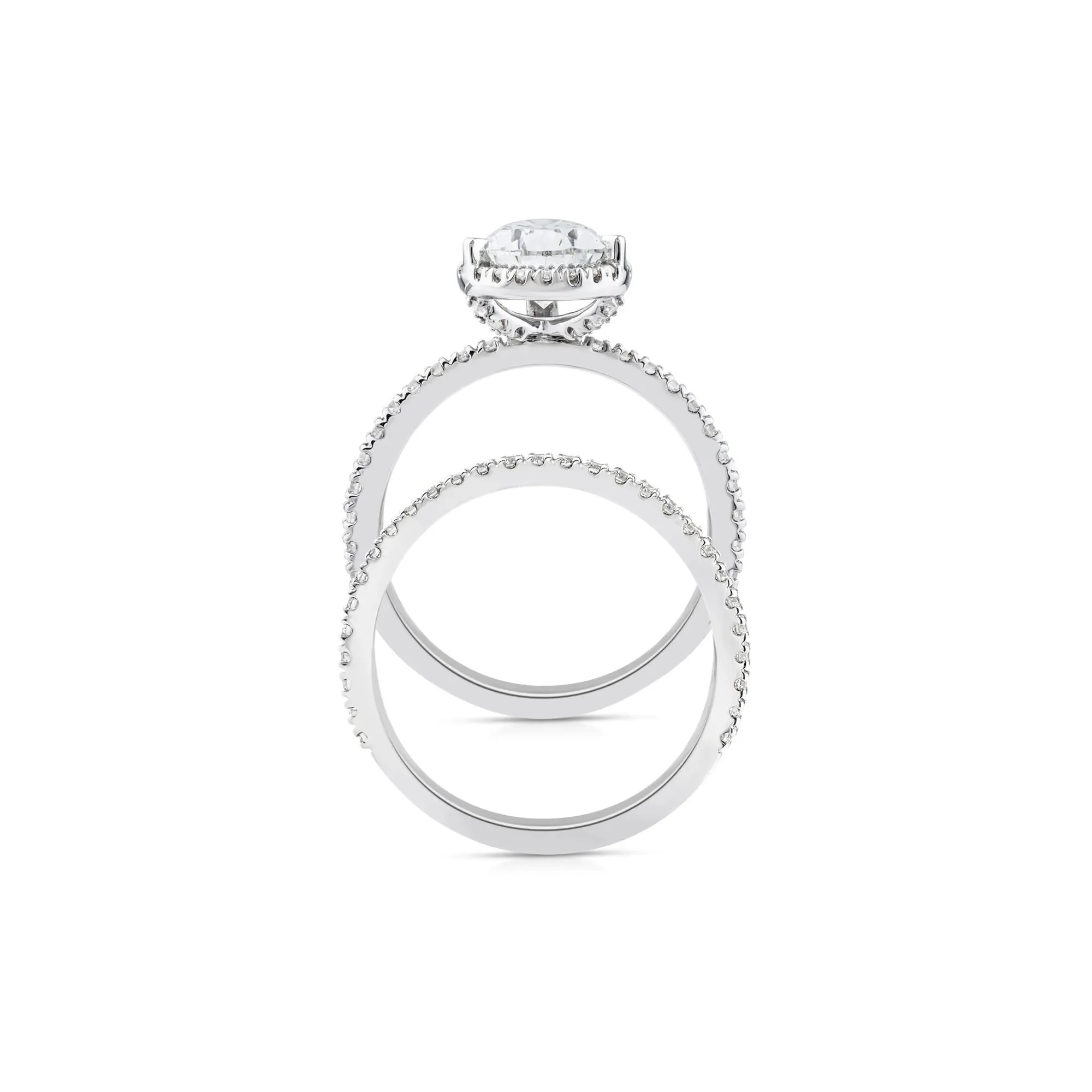 2 3/4 CT. Tw. Lab Grown Diamond Pear-Shaped Halo Bridal Set 14K White Gold Ring Round Brilliant Cut Size 7.5 1mm - Image 2