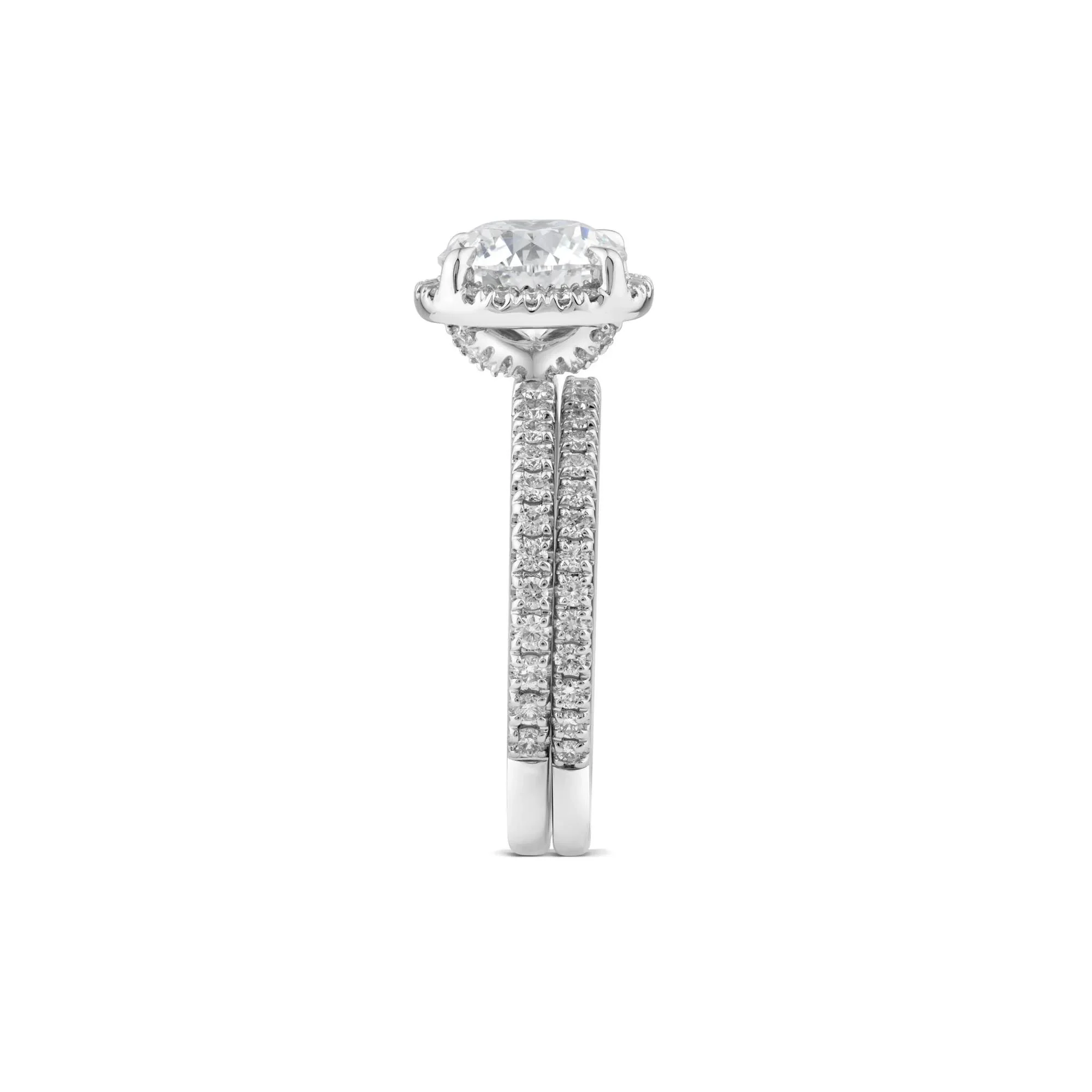 2 3/4 CT. Tw. Lab Grown Diamond Round Halo Bridal Set 14K White Gold Ring Round Brilliant Cut Size 8 10mm - Image 3