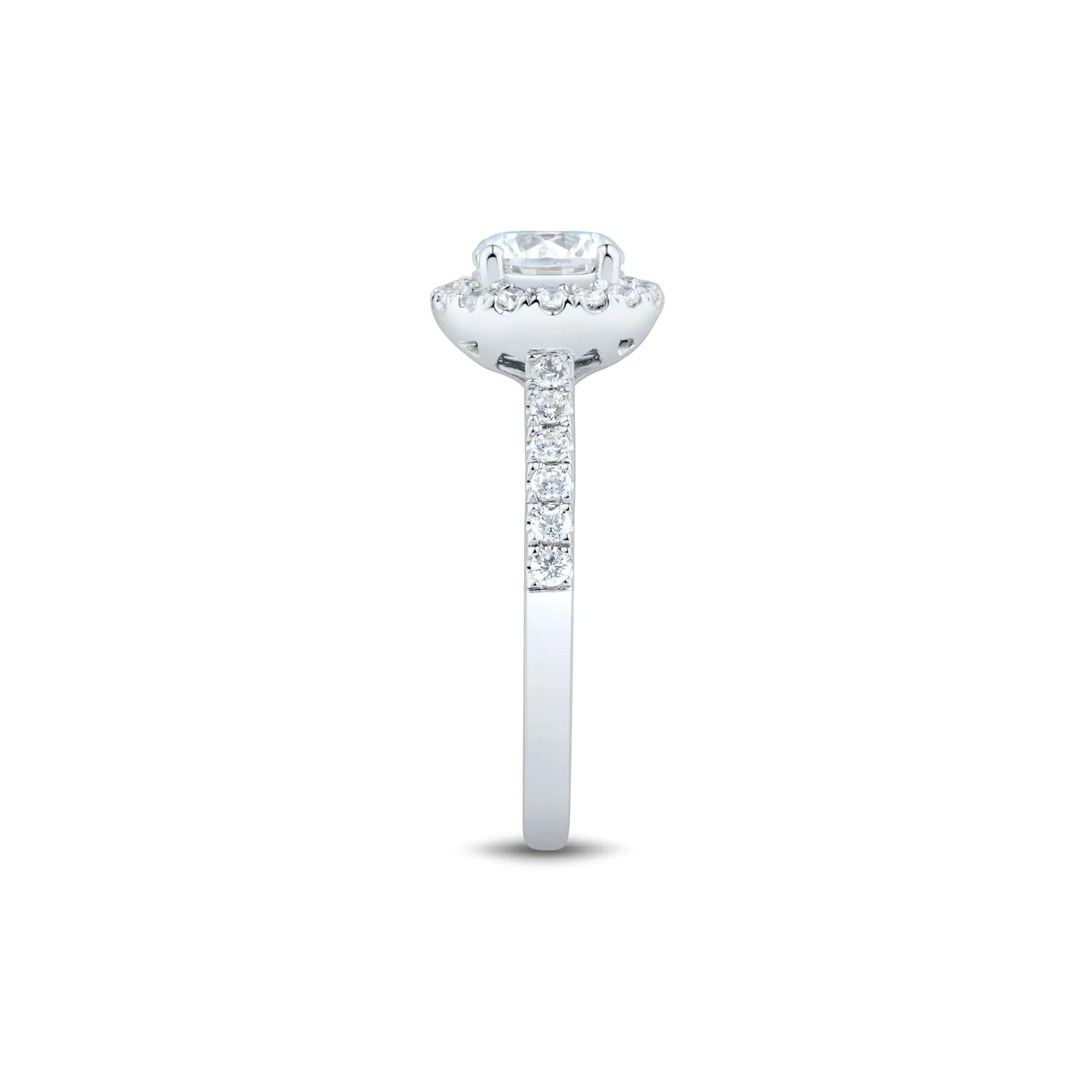 1/2 CT. Tw. Lab Grown Diamond Round Halo Engagement Ring 14K White Gold Round Brilliant Cut Size 7 1mm - Image 3