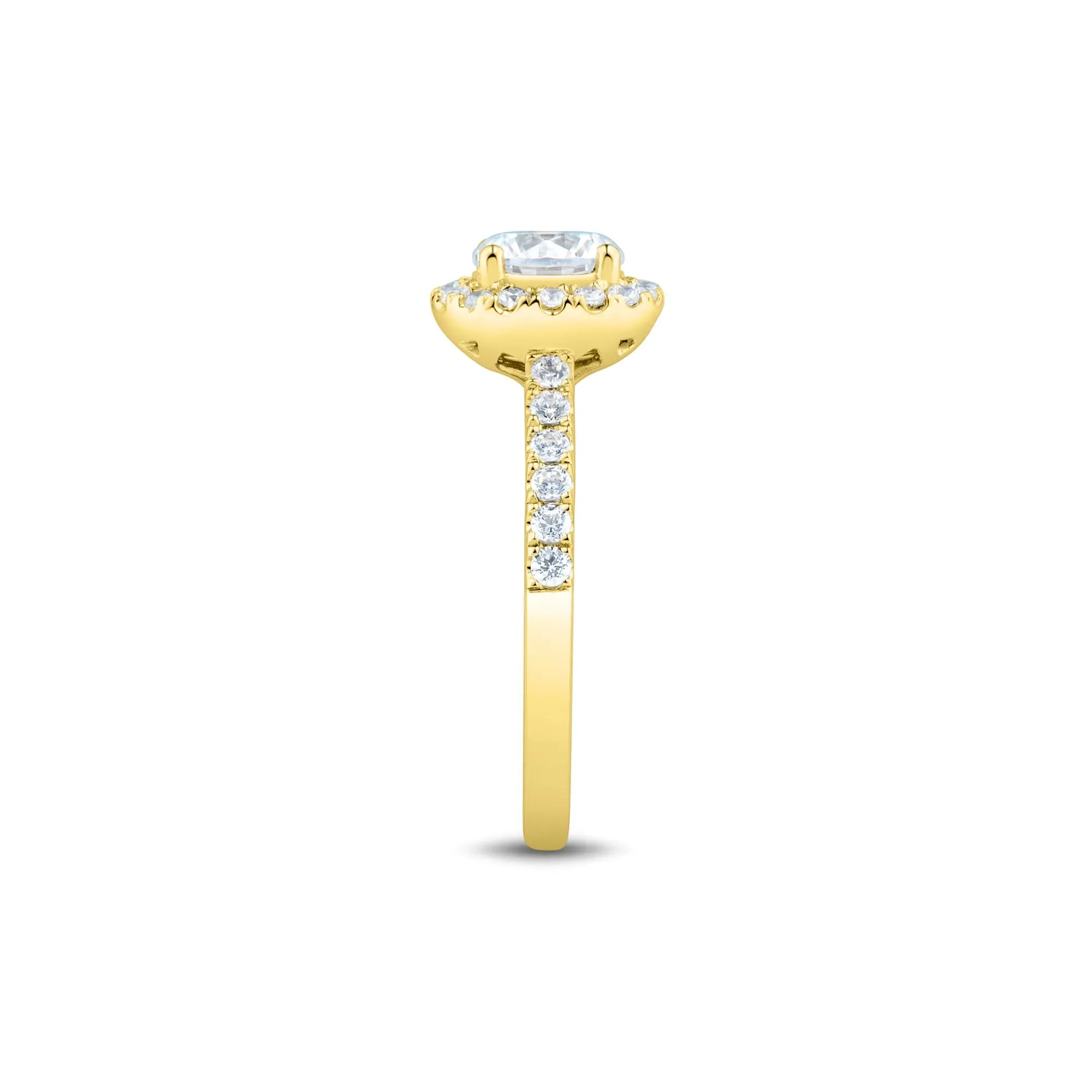 1/2 CT. Tw. Lab Grown Diamond Round Halo Engagement Ring 14K Yellow Gold Round Brilliant Cut Size 2 1mm - Image 3