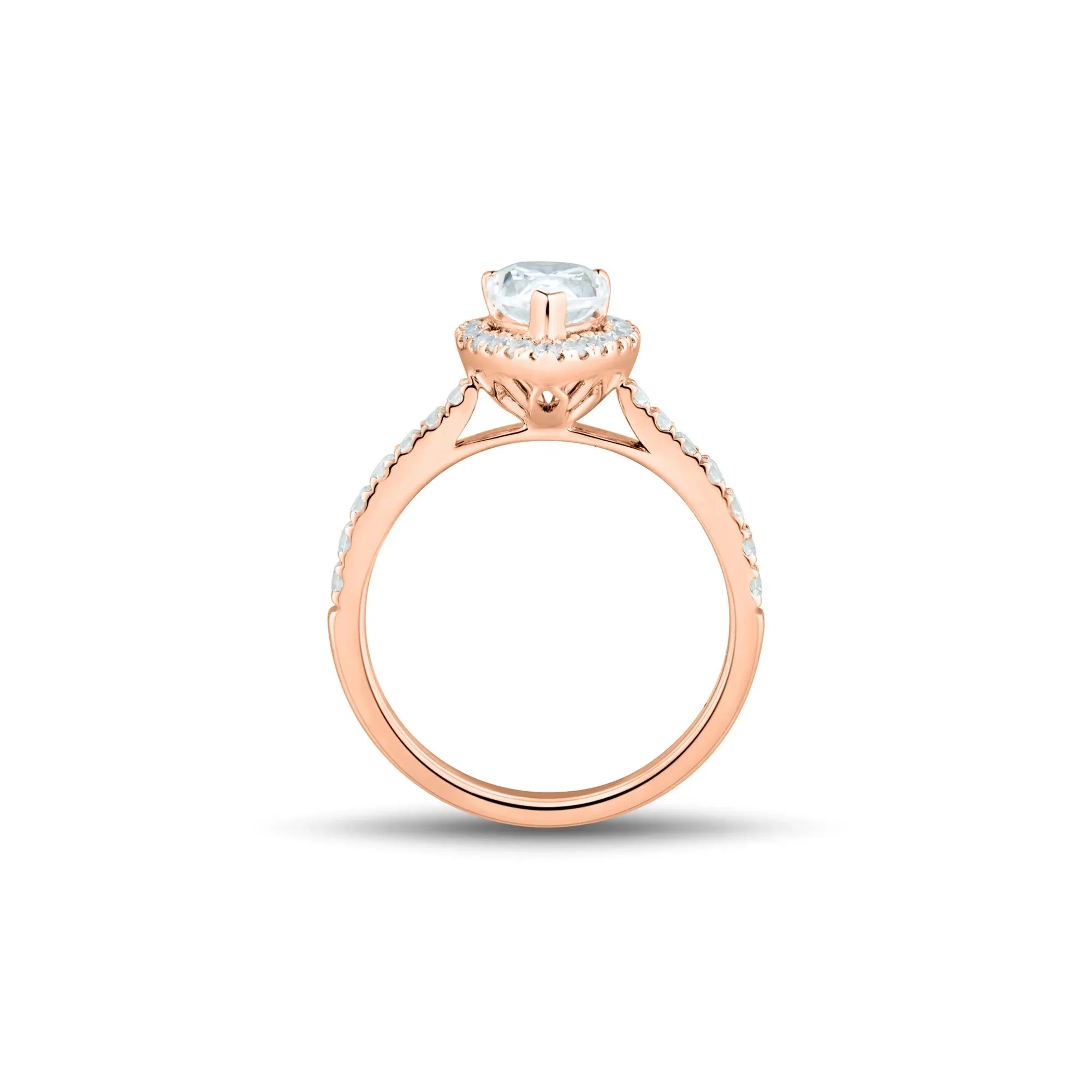 1/2 CT. Tw. Pear-Shaped Lab Grown Diamond Halo Engagement Ring 14K Rose Gold Round Brilliant Cut Size 5.5 1mm - Image 2