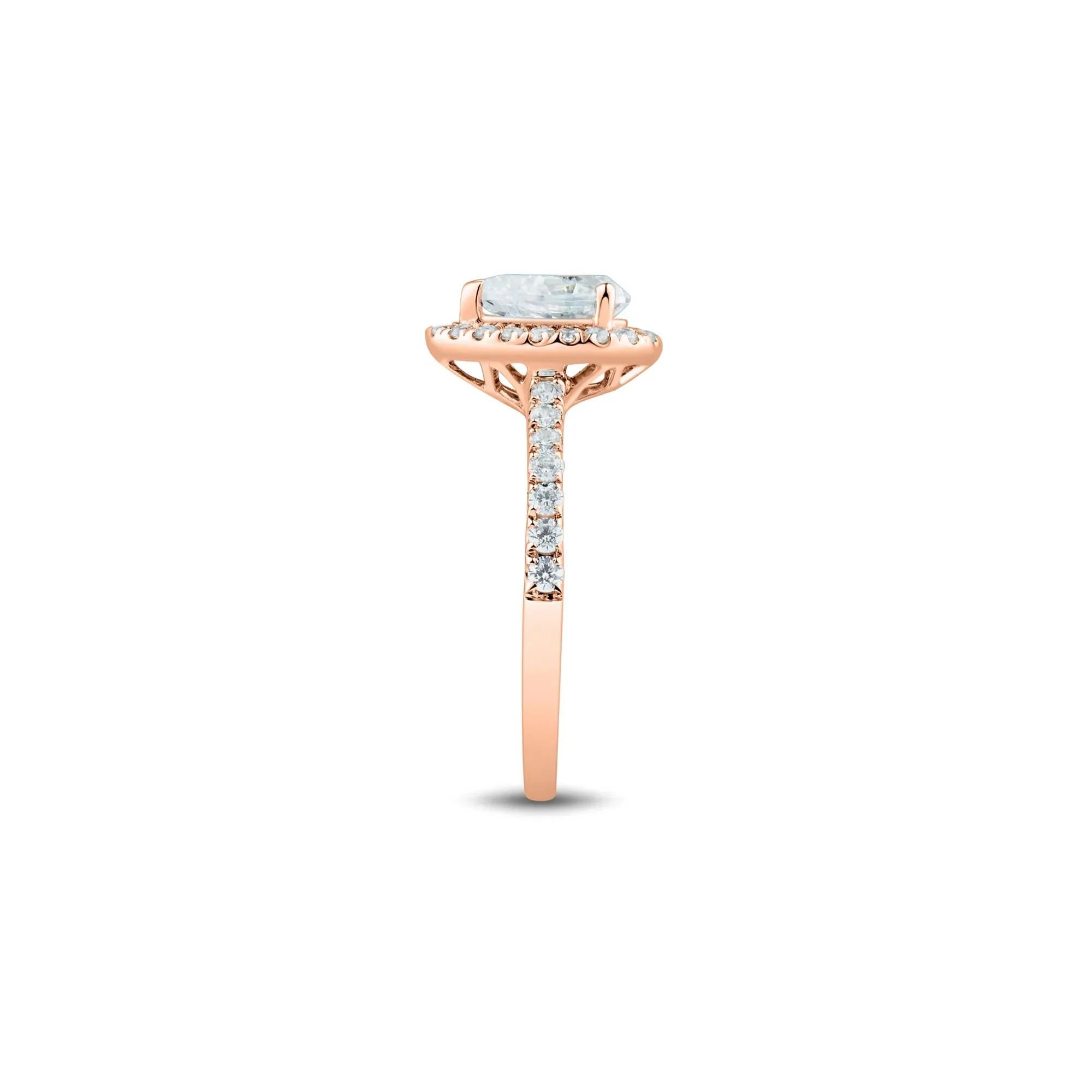 1/2 CT. Tw. Pear-Shaped Lab Grown Diamond Halo Engagement Ring 14K Rose Gold Round Brilliant Cut Size 6 1mm - Image 3