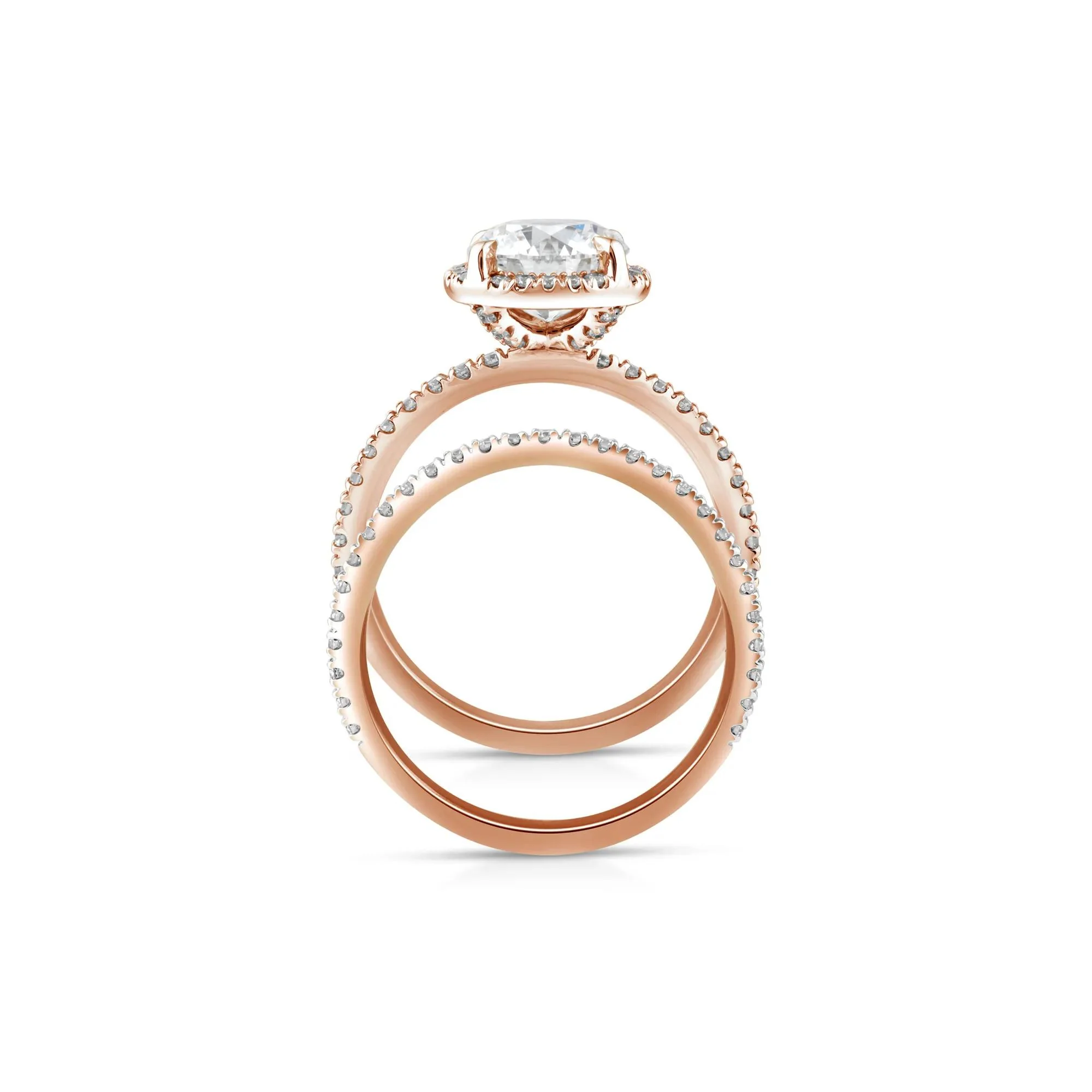 2 3/4 CT. Tw. Lab Grown Diamond Round Halo Bridal Set 14K Rose Gold Ring Round Brilliant Cut Size 5 10mm - Image 2