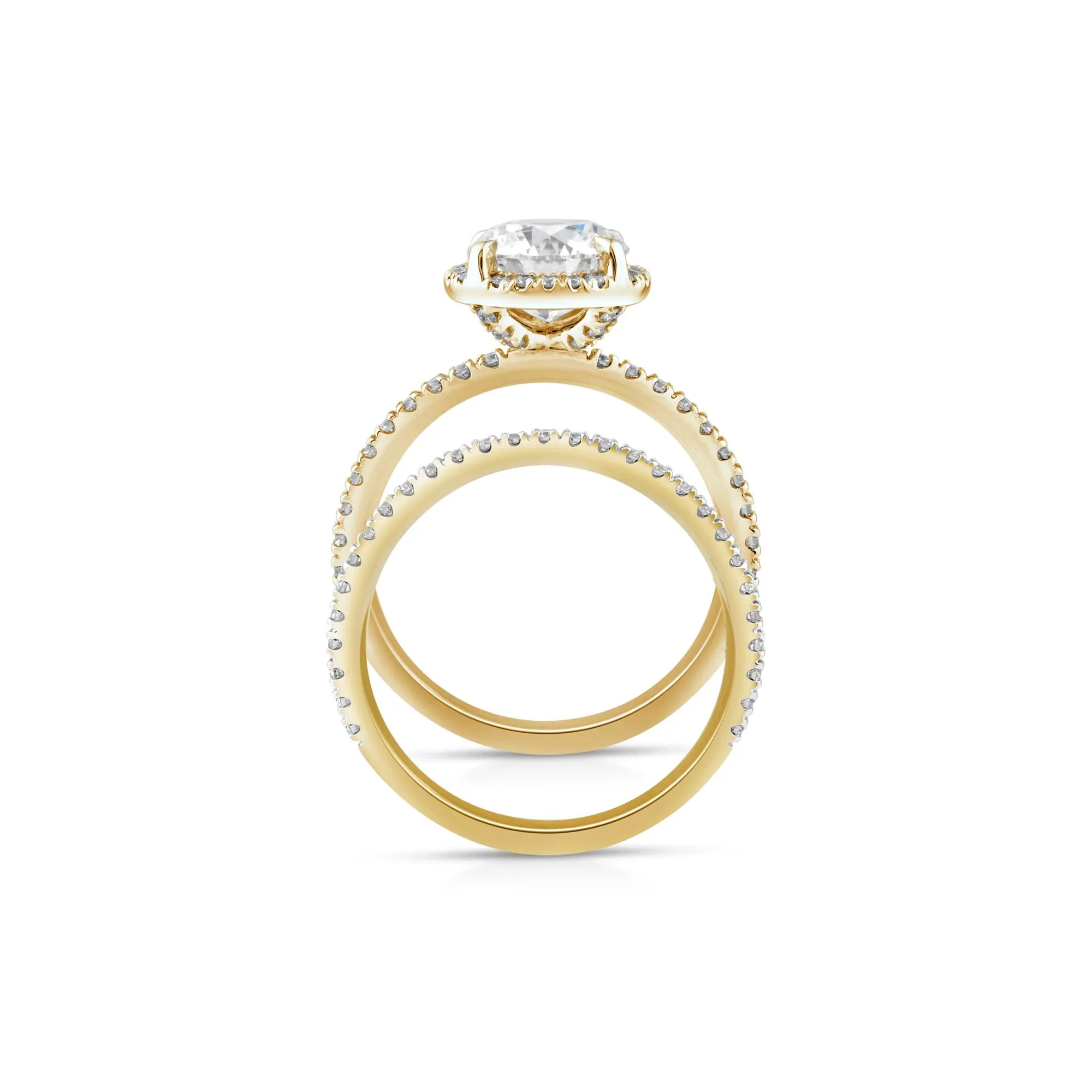 2 3/4 CT. Tw. Lab Grown Diamond Round Halo Bridal Set 14K Yellow Gold Ring Round Brilliant Cut Size 5.5 10mm - Image 2