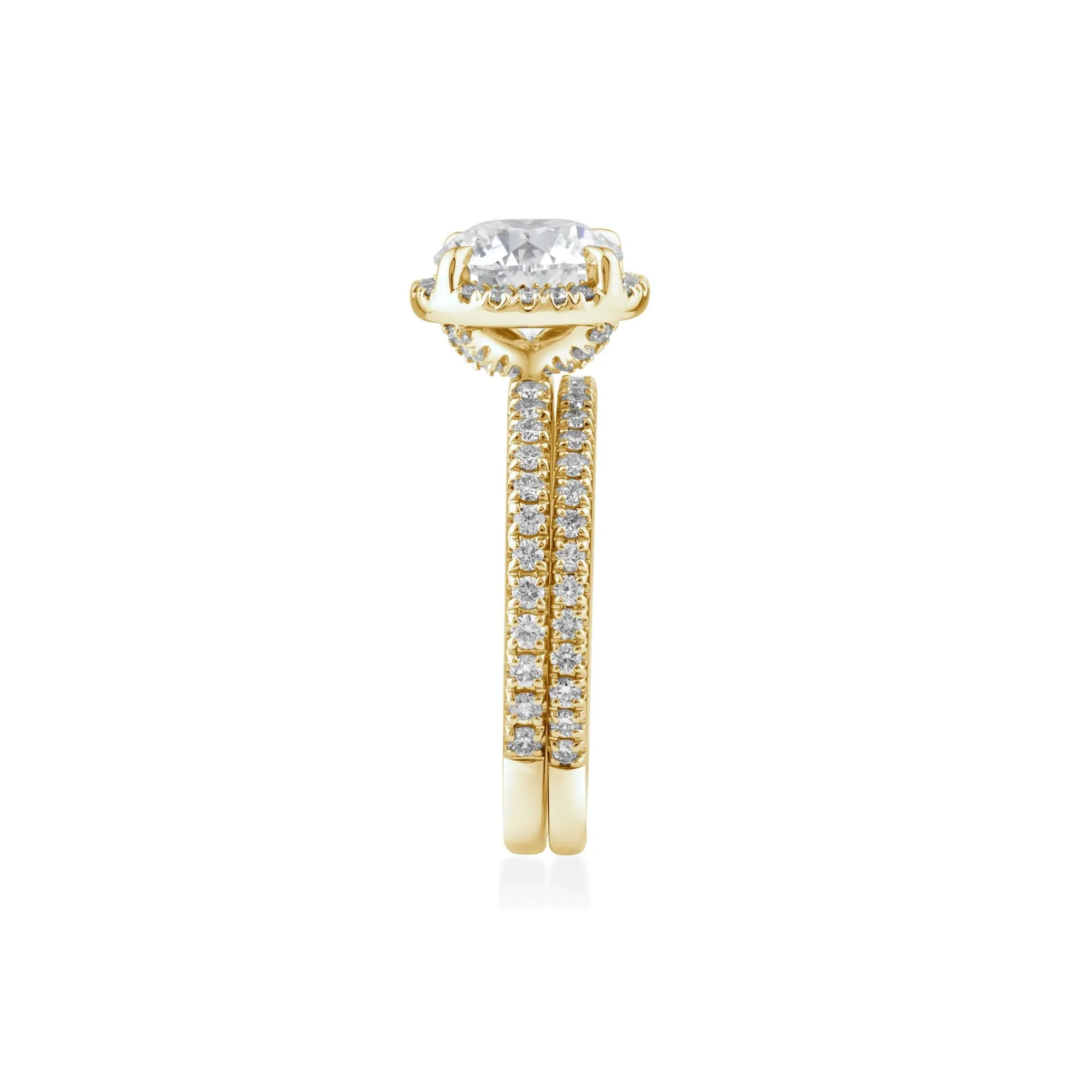 2 3/4 CT. Tw. Lab Grown Diamond Round Halo Bridal Set 14K Yellow Gold Ring Round Brilliant Cut Size 9 10mm - Image 3