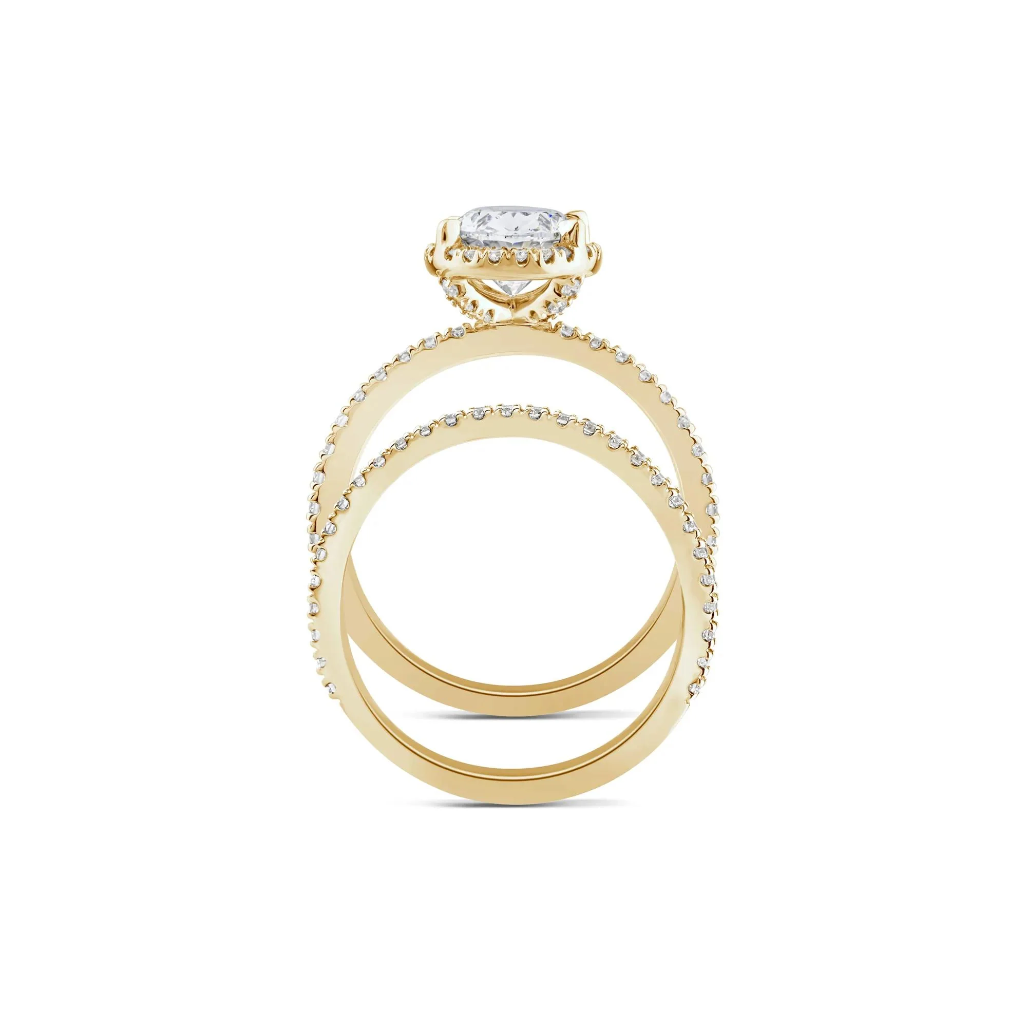 2 3/4 CT. Tw. Lab Grown Diamond Oval-Shaped Halo Bridal Set 14K Yellow Gold Ring Size 8.5 1mm - Image 2