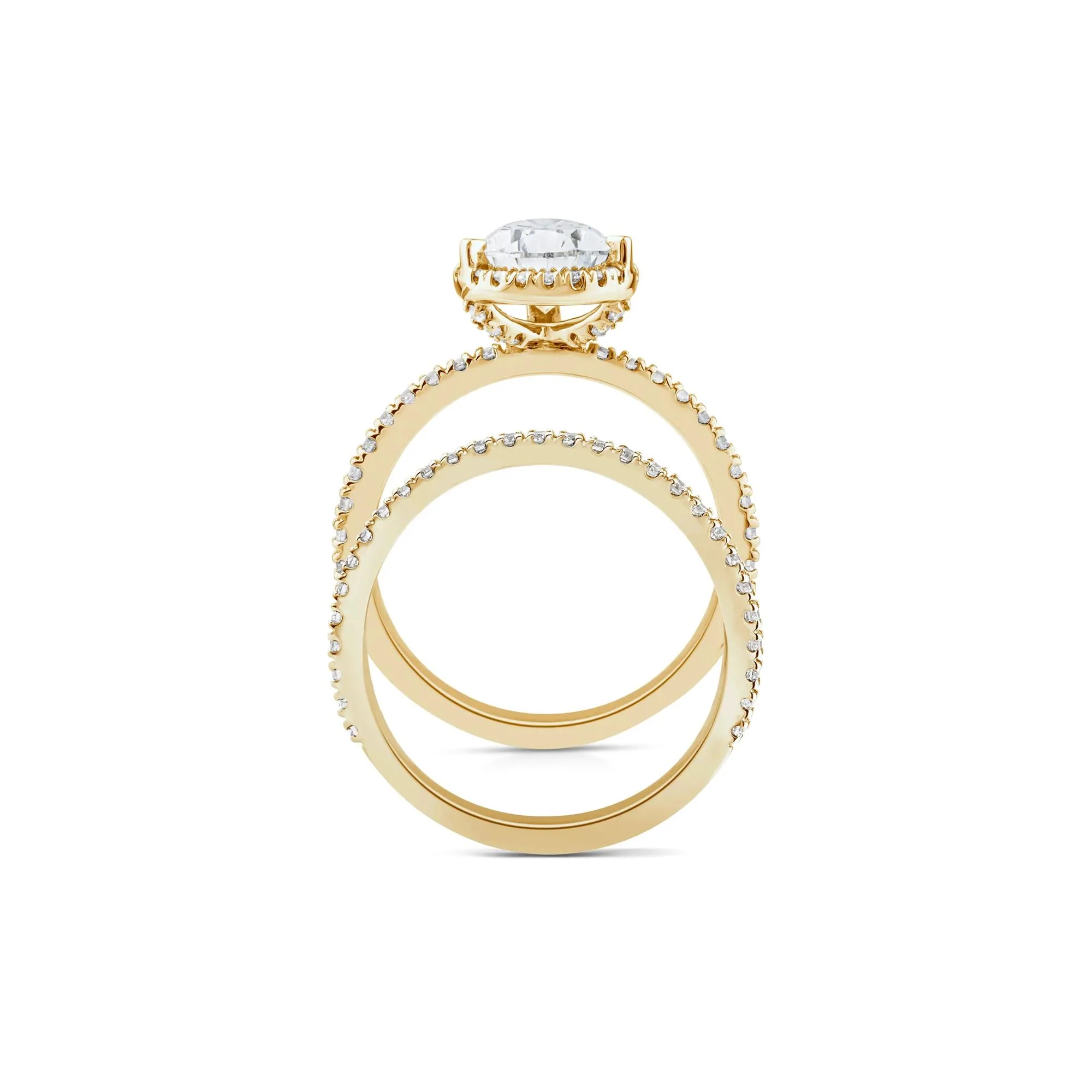 2 3/4 CT. Tw. Lab Grown Diamond Pear-Shaped Halo Bridal Set 14K Yellow Gold Ring Size 5.5 1mm - Image 2