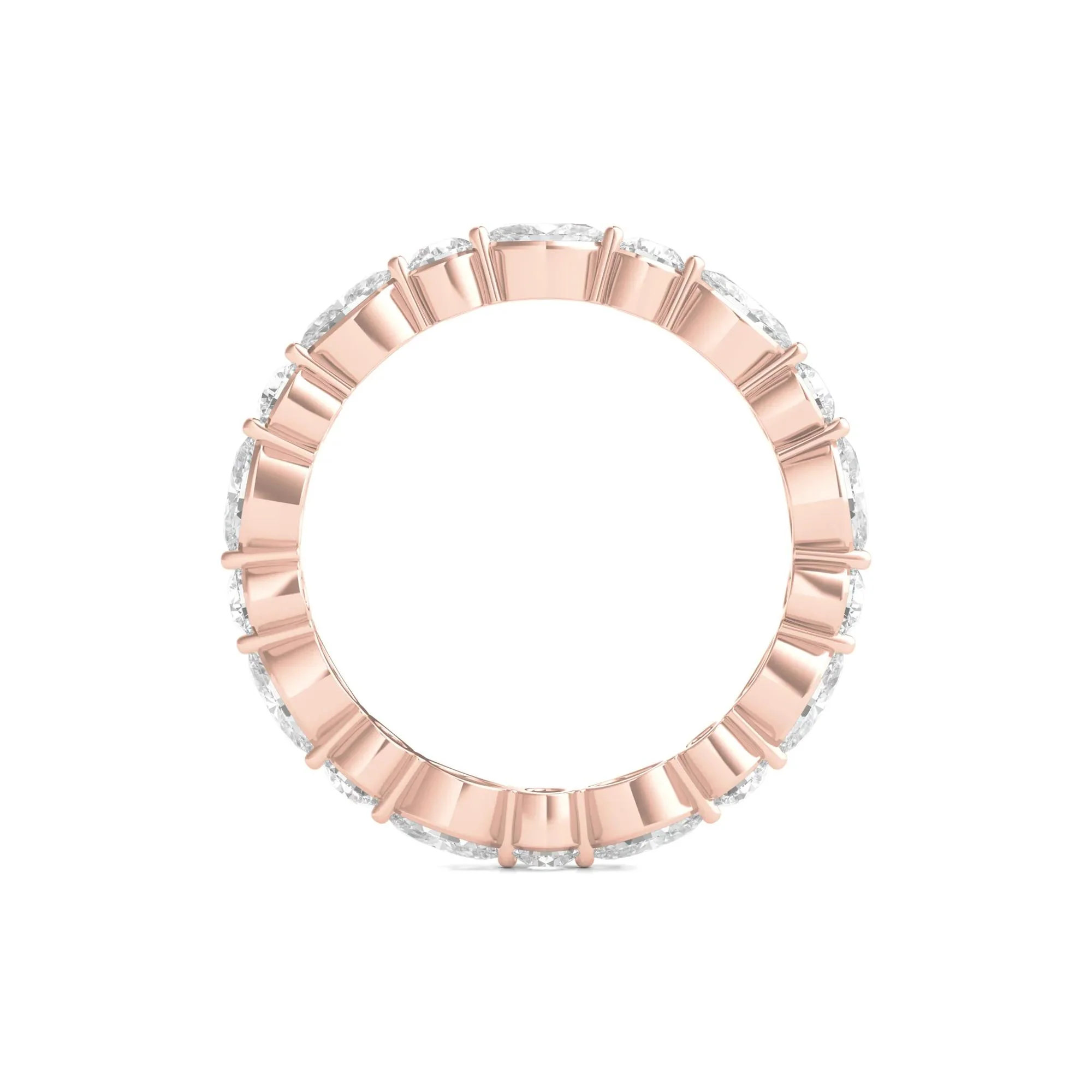 1/2 CT. Tw. Round and Marquise-Cut Lab Grown Diamond Eternity Band Ring 14K Rose Gold Size 4 2mm - Image 2
