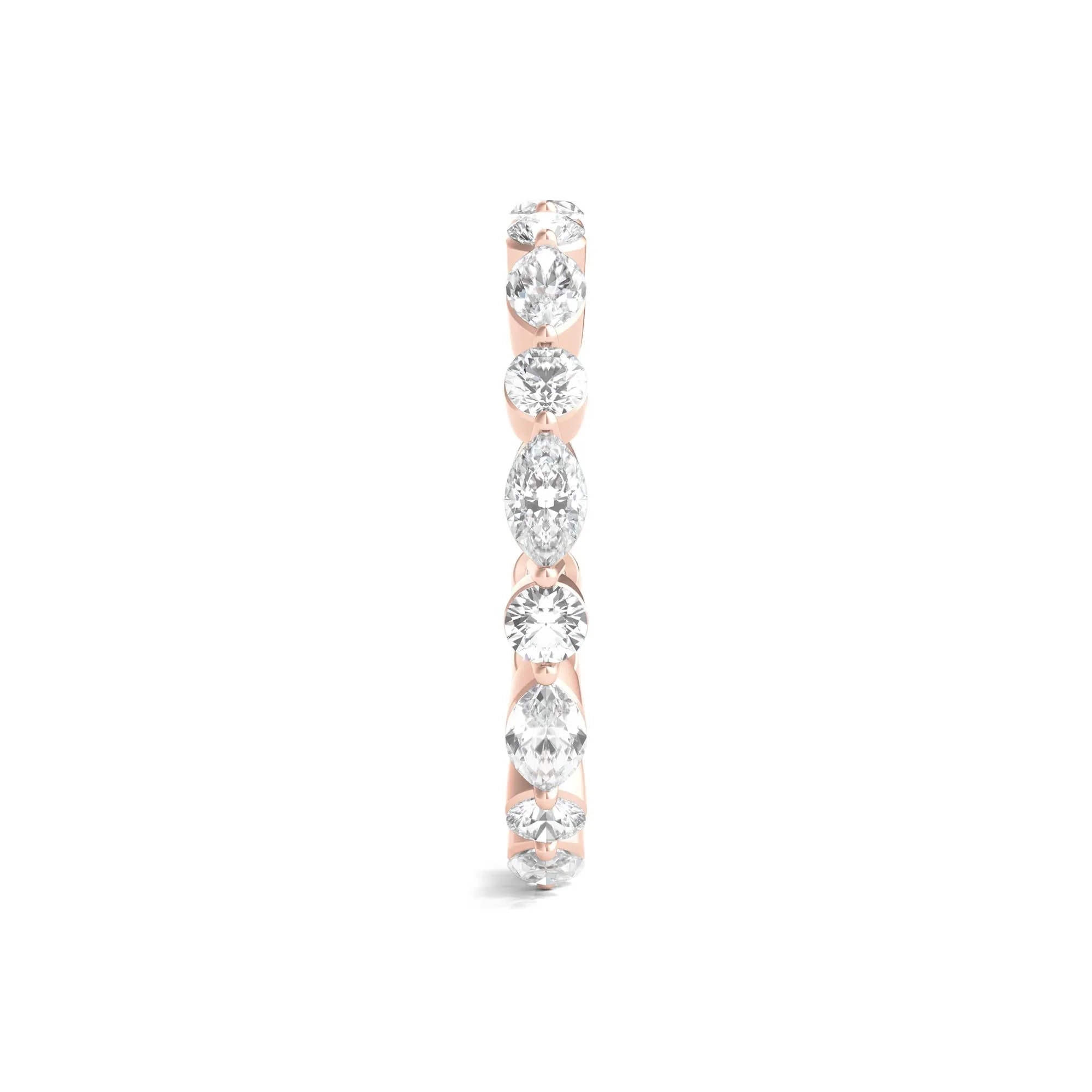 1/2 CT. Tw. Round and Marquise-Cut Lab Grown Diamond Eternity Band Ring 14K Rose Gold Size 9 2mm - Image 3