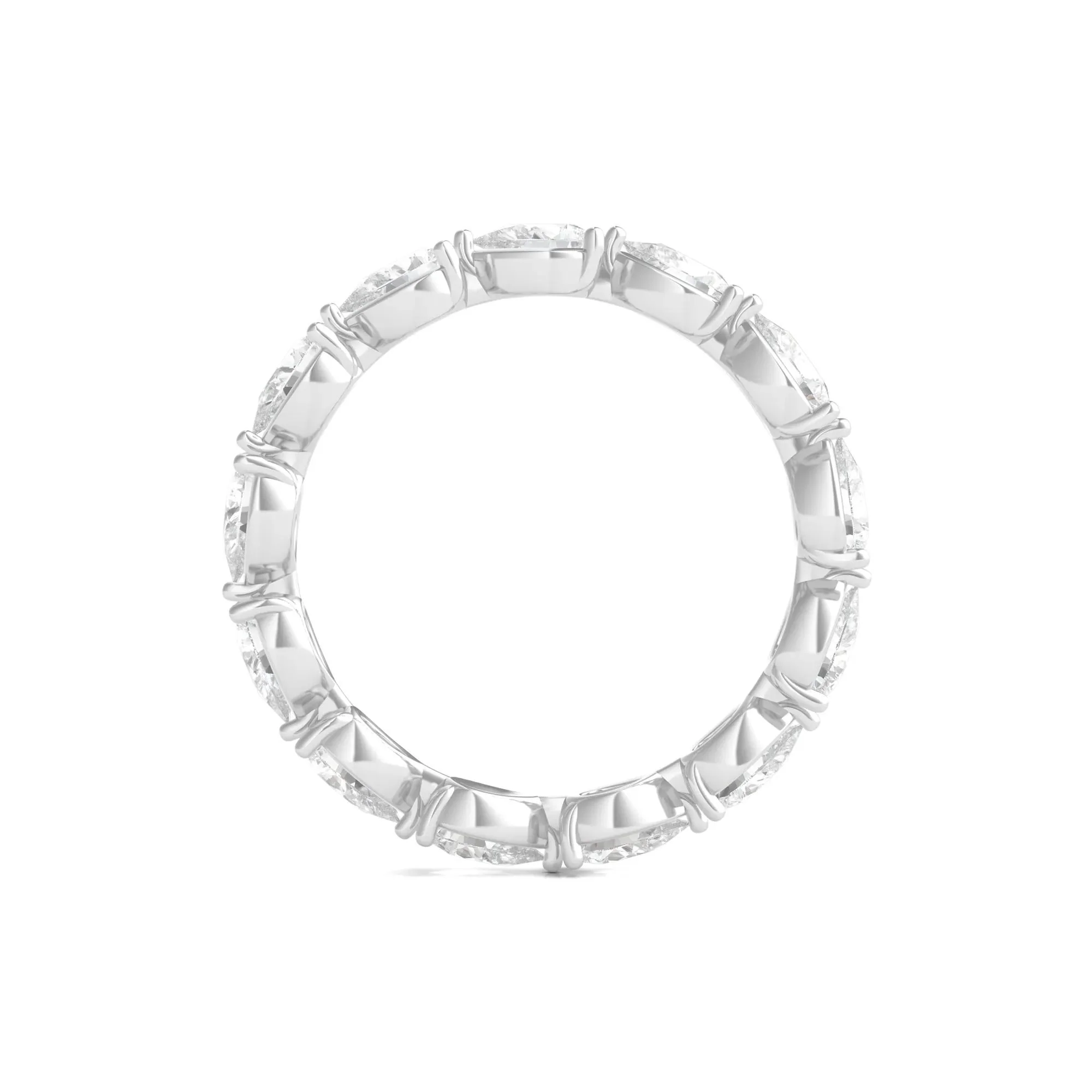 2 CT. Tw. Pear-Cut Lab Grown Diamond Eternity Band Ring 14K White Gold Size 7.5 - Image 2