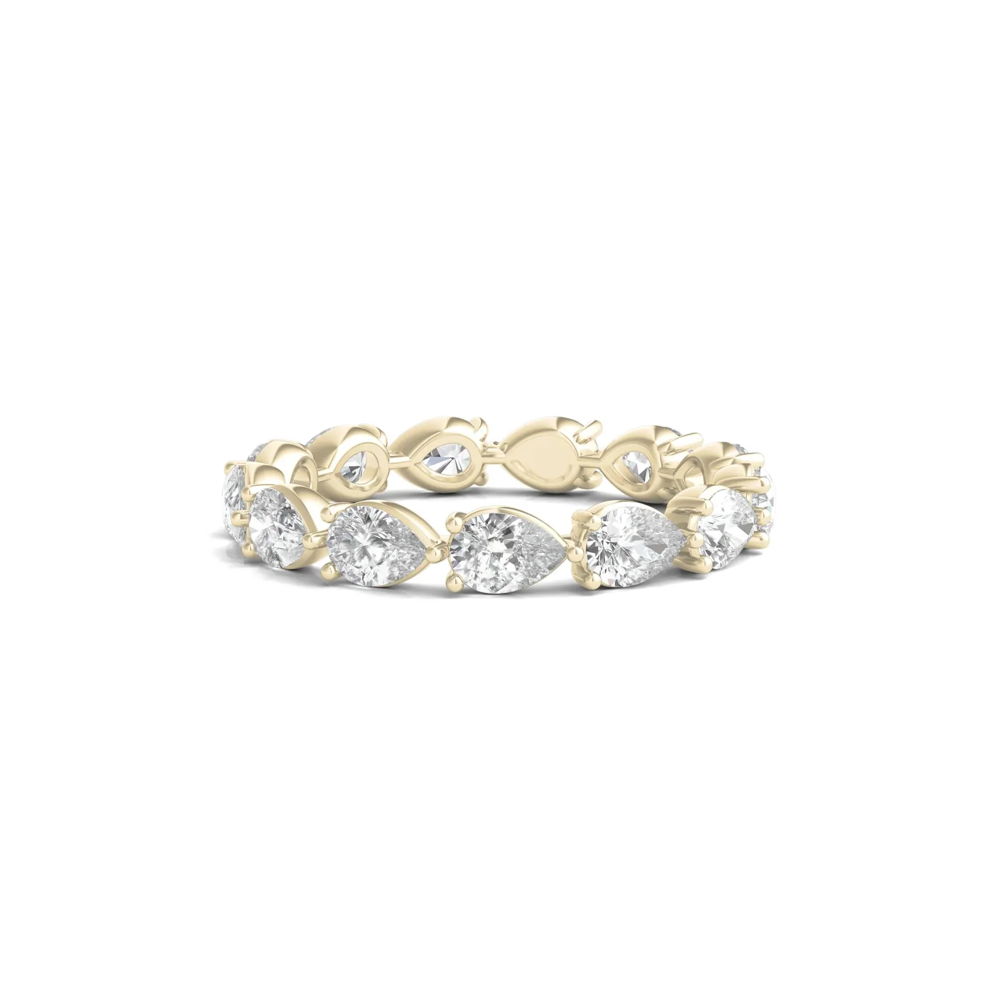 2 CT. Tw. Pear-Cut Lab Grown Diamond Eternity Band Ring 14K Yellow Gold Size 5
