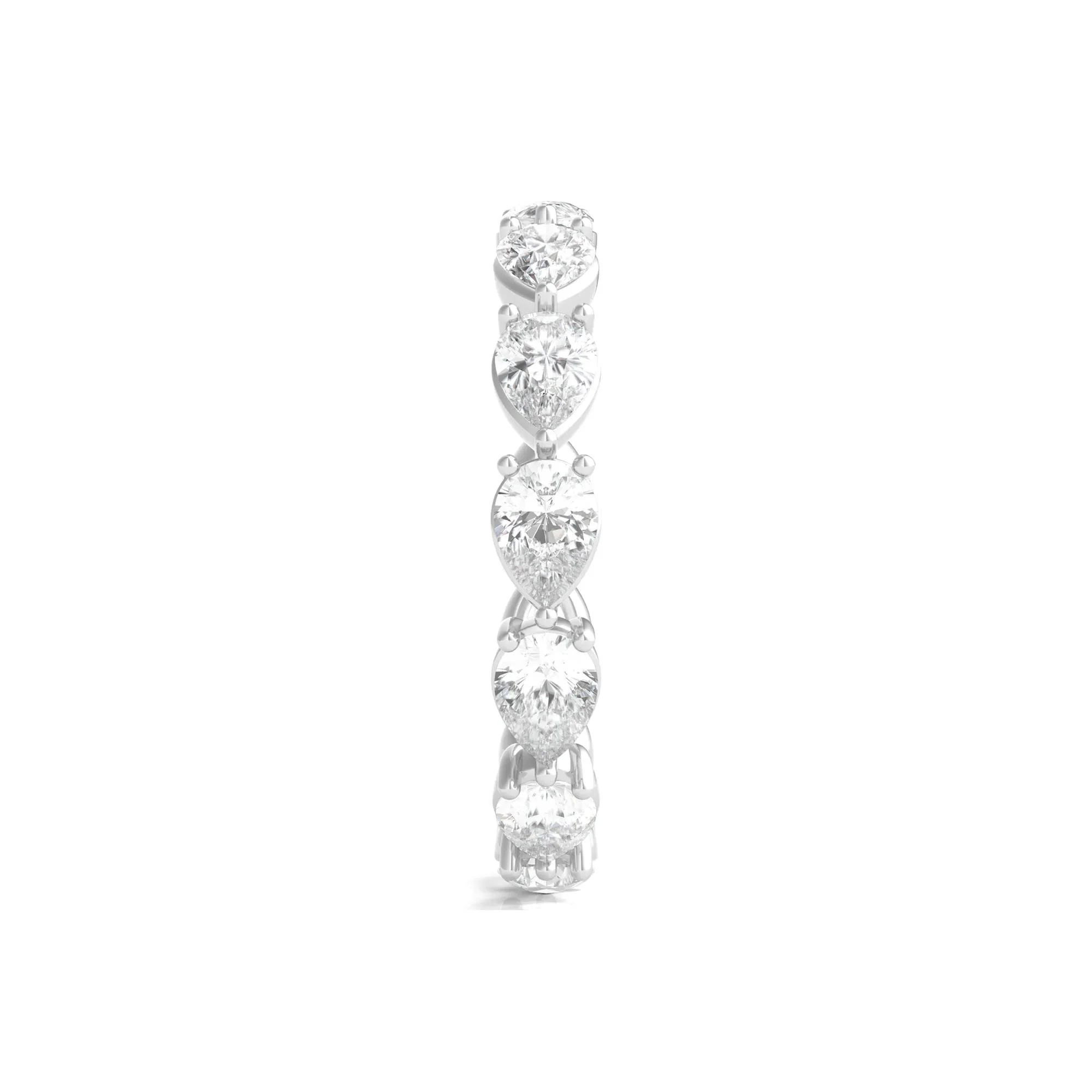 Pear-Cut Lab Grown Diamond Eternity Band Ring Platinum (2 CTW) White Size 4.5 - Image 3