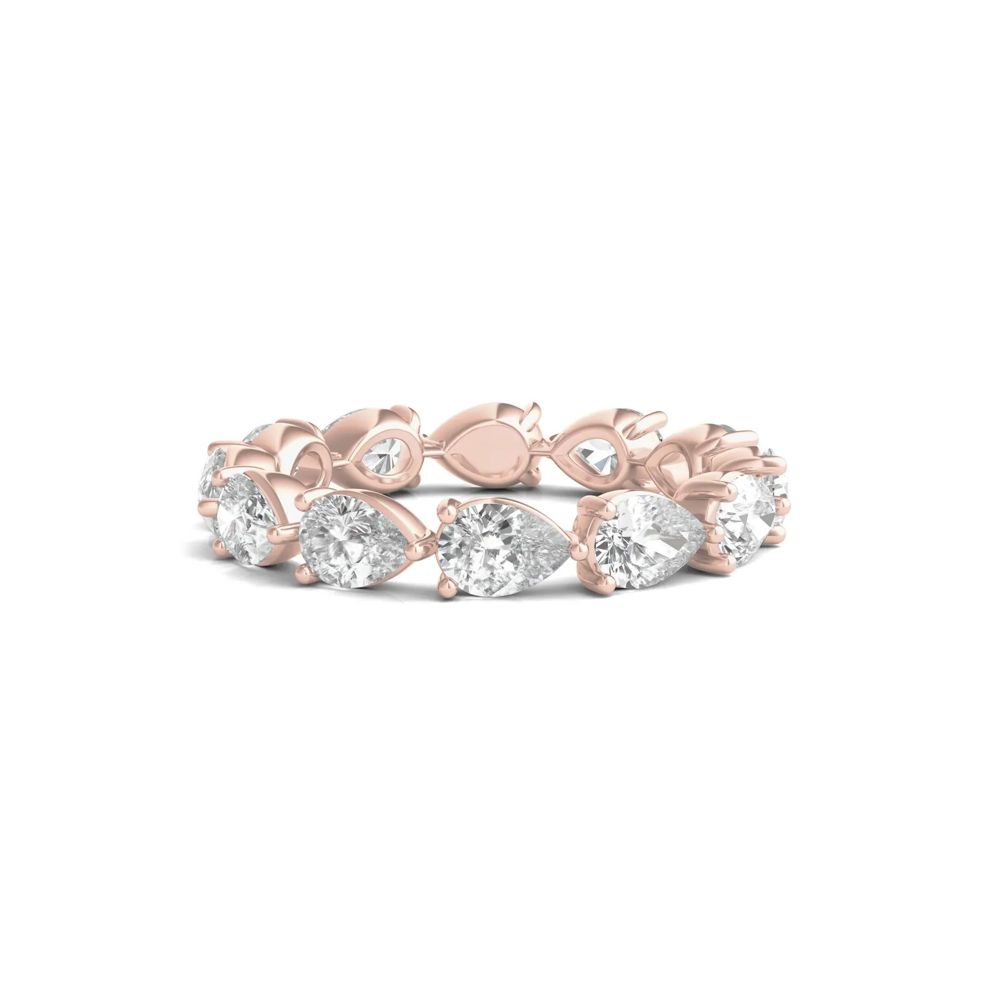3 CT. Tw. Pear-Cut Lab Grown Diamond Eternity Band Ring 14K Rose Gold Size 8