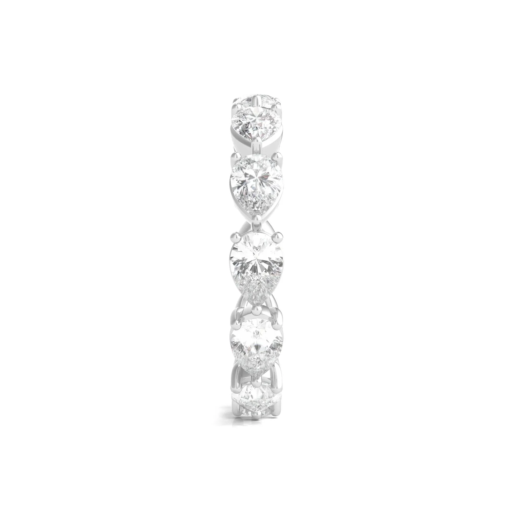 3 CT. Tw. Pear-Cut Lab Grown Diamond Eternity Band Ring 14K White Gold Size 4 - Image 3