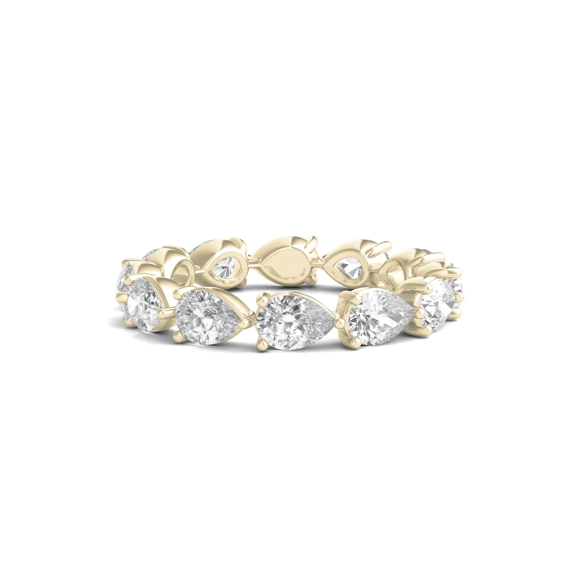 3 CT. Tw. Pear-Cut Lab Grown Diamond Eternity Band Ring 14K Yellow Gold Size 7.5