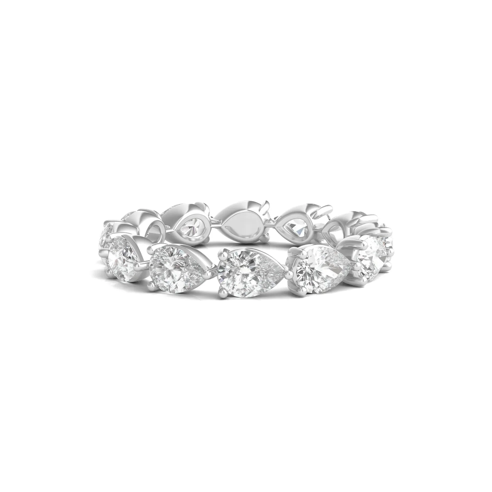 3 CT. Tw. Pear-Cut Lab Grown Diamond Eternity Band Ring Platinum White Size 6