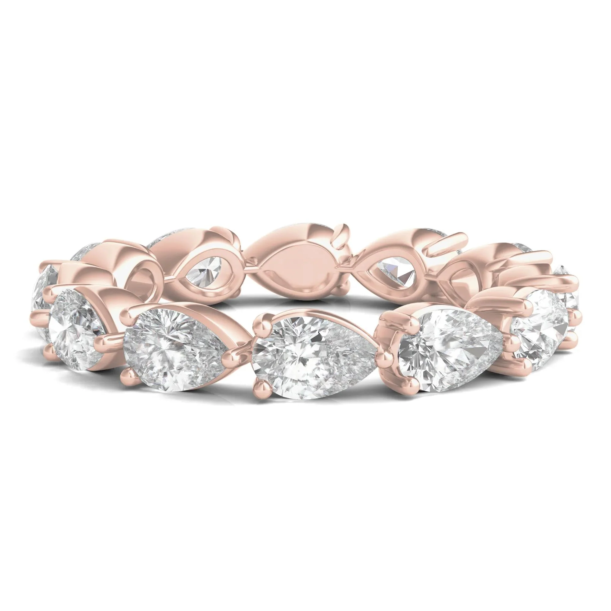 4 CT. Tw. Pear-Cut Lab Grown Diamond Eternity Band Ring 14K Rose Gold Size 5