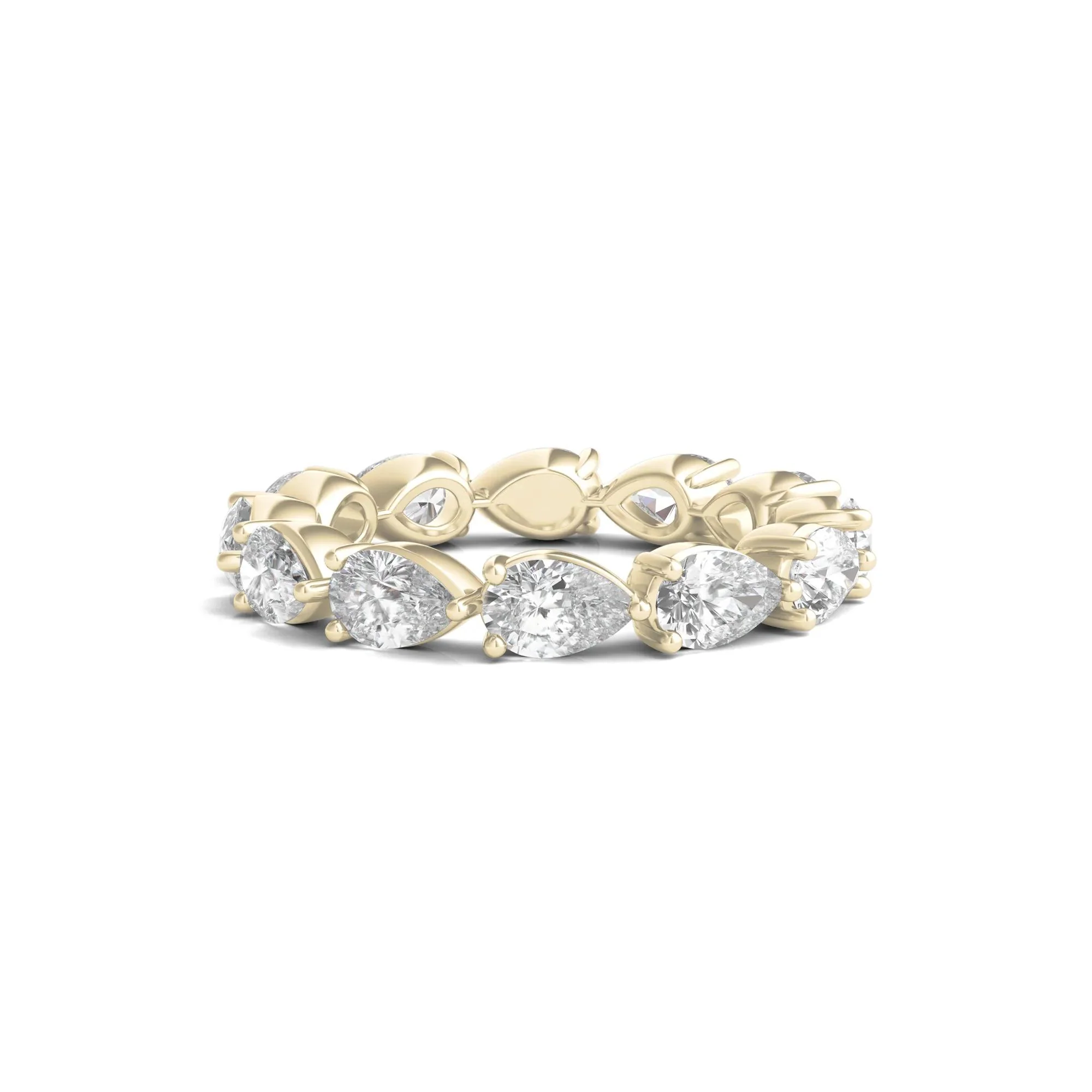 4 CT. Tw. Pear-Cut Lab Grown Diamond Eternity Band Ring 14K Yellow Gold Size 8