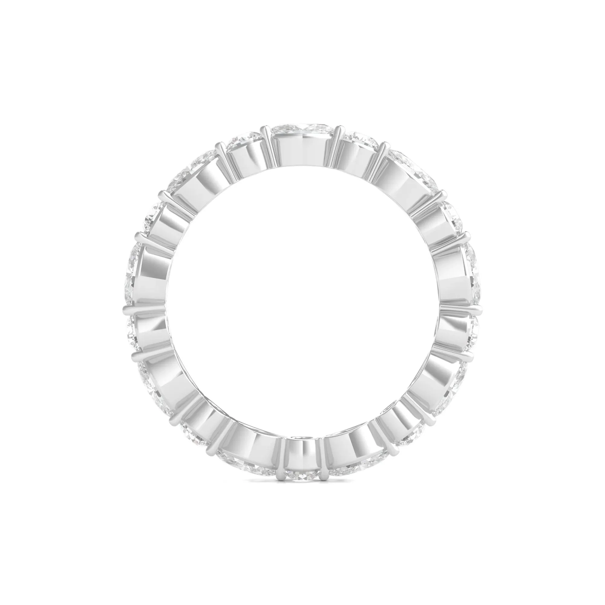 1/2 CT. Tw. Round and Marquise-Cut Lab Grown Diamond Eternity Band Ring 14K White Gold Size 5 2mm - Image 2
