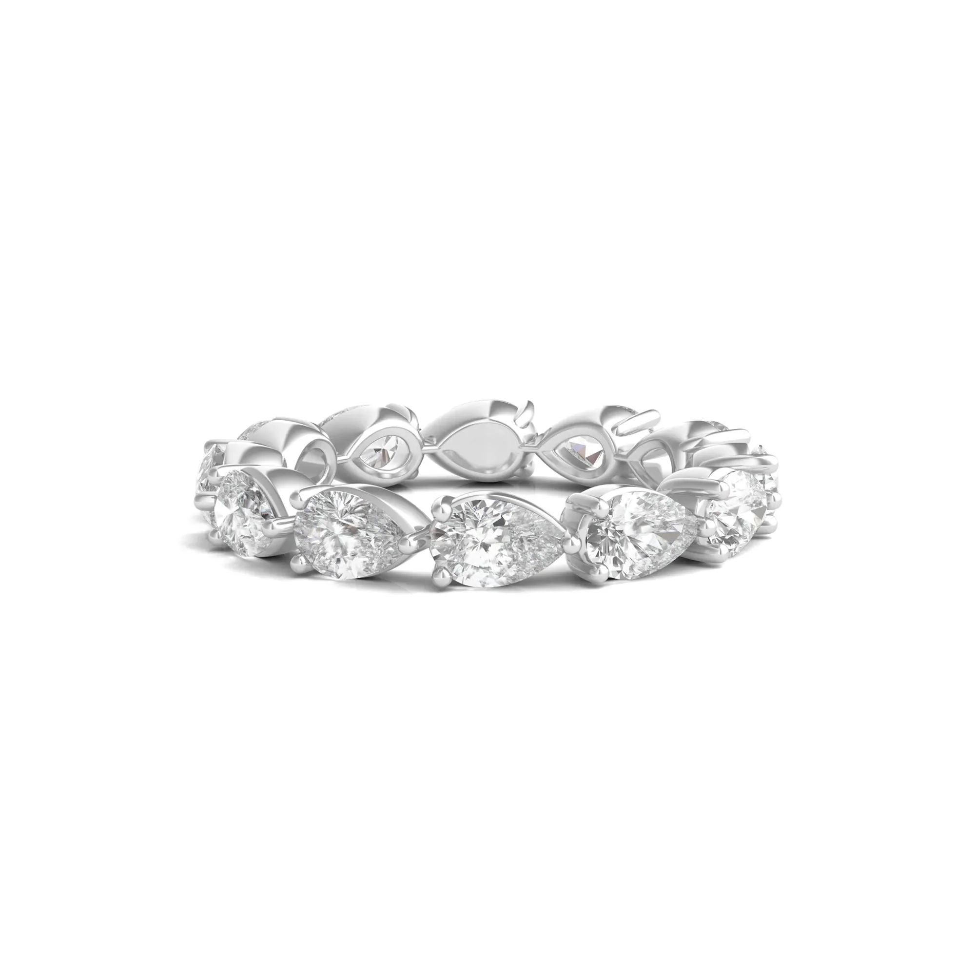 4 CT. Tw. Pear-Cut Lab Grown Diamond Eternity Band Ring Platinum White Size 8